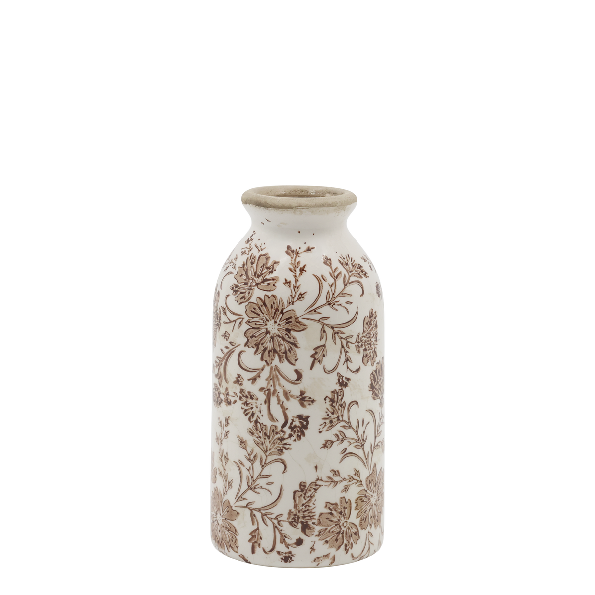 Übertopf Grenoble Flasche mit Blumenmotiv, 15,5 cm hoch