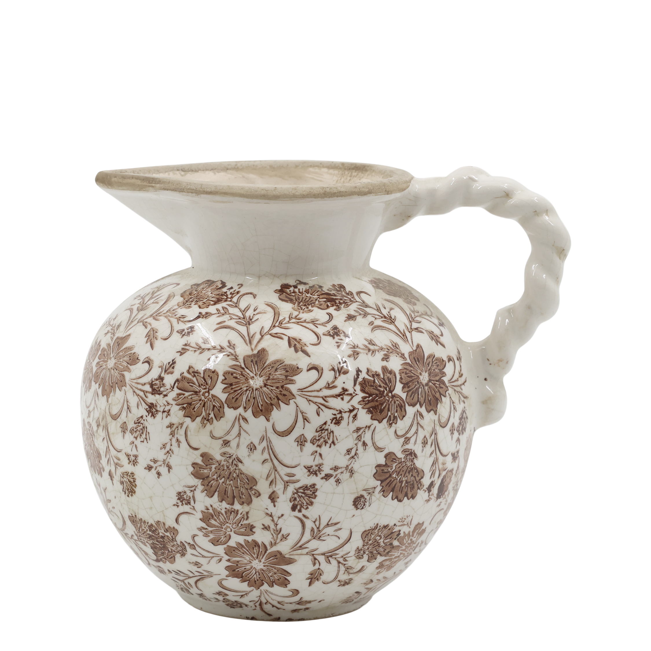 Übertopf Grenoble mit Blumenmotiv, Keramik, 18,5 cm hoch