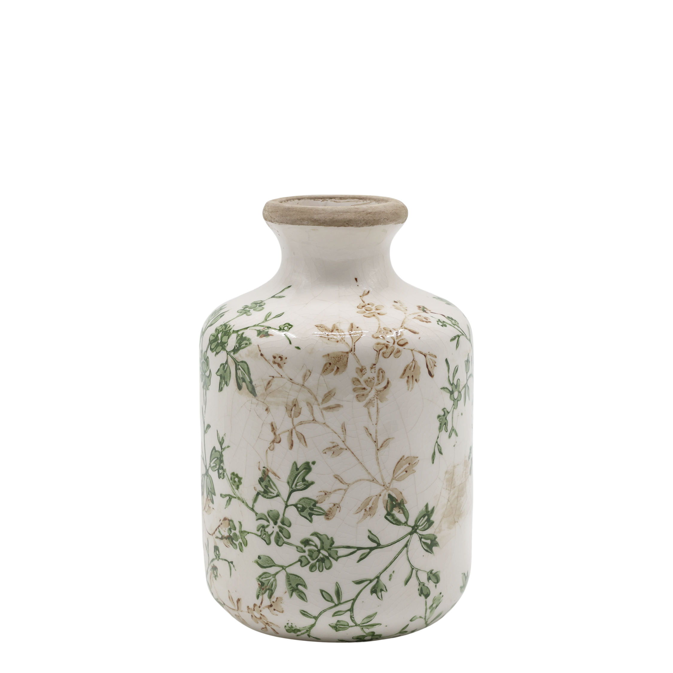 Übertopf Grasse Flasche mit Zweigmotiv, 17,5 cm hoch