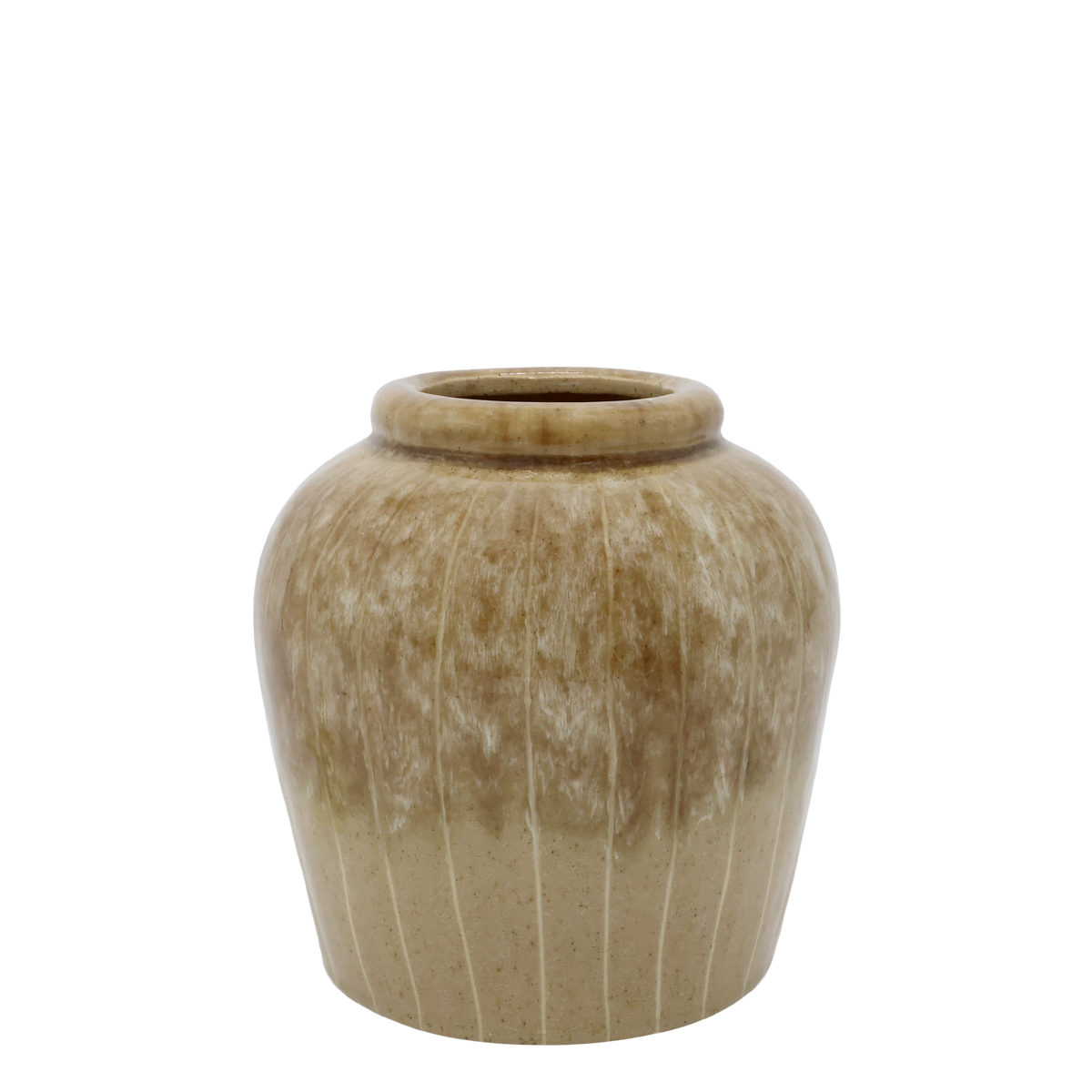 Vase mit Streifen in Latte, 19 cm hoch