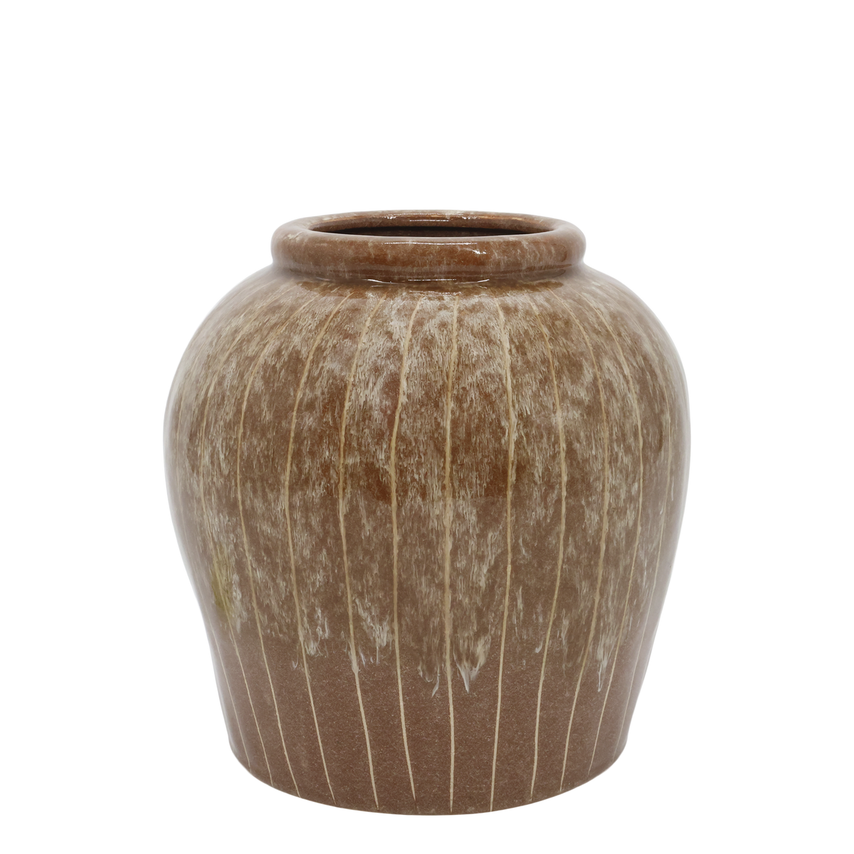 Vase mit Streifen in Mokka, 23 cm hoch