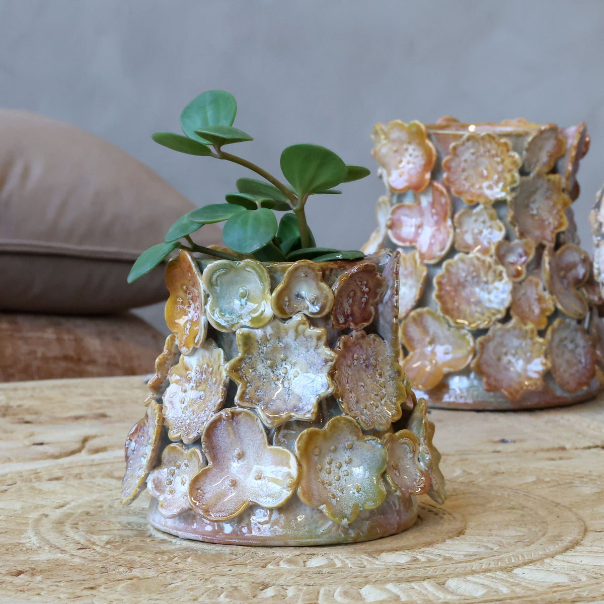 Deko Vase Wüstenrose Steingut 13 cm hoch