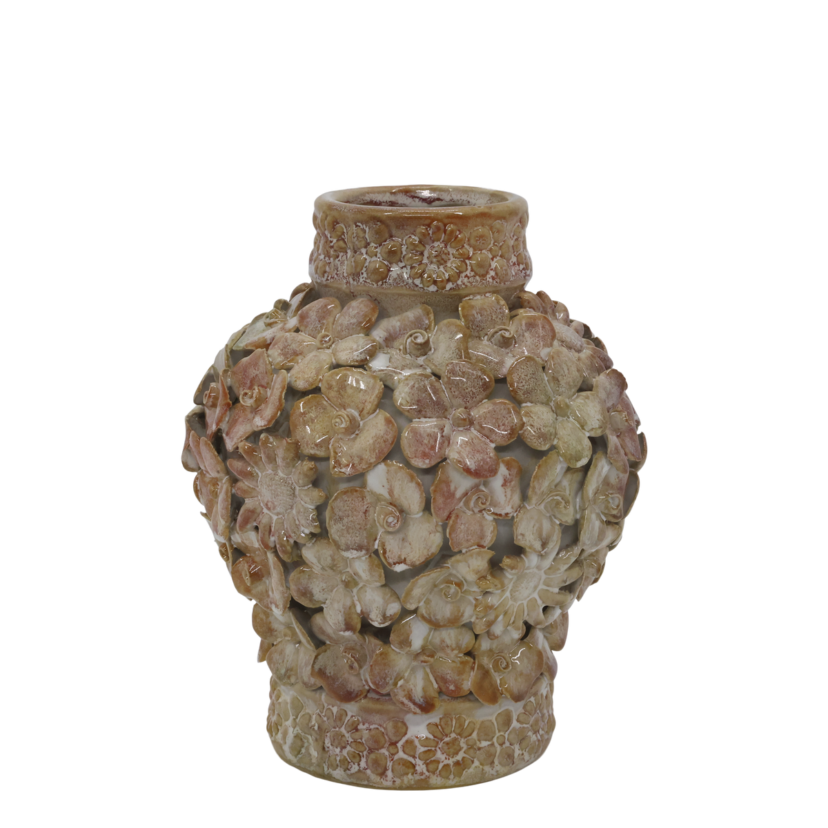 Vase mit Blumendekor Wüstenrose 19 cm Steingut