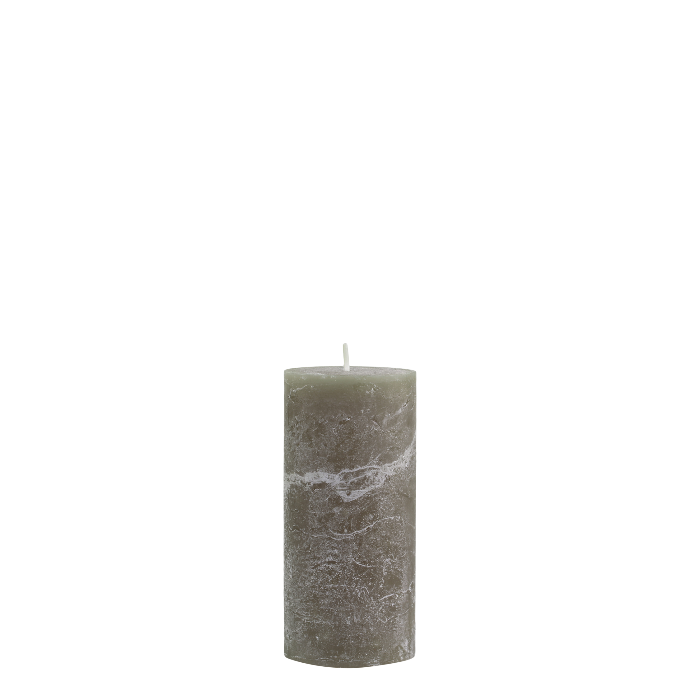 Stumpenkerze Macon oliv, 15 cm hoch, 60 Std. Brenndauer