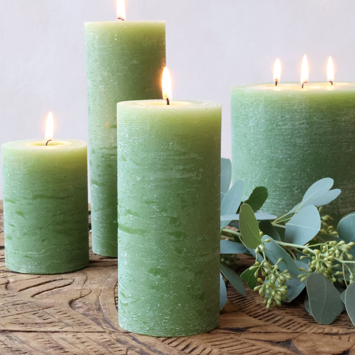 Stumpenkerze forrest green, 15 cm, 60 Std. Brenndauer
