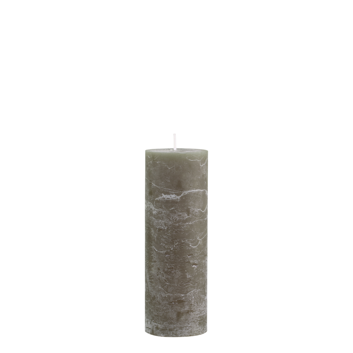 Stumpenkerze Macon oliv 20 cm hoch, 80 Stunden Brenndauer