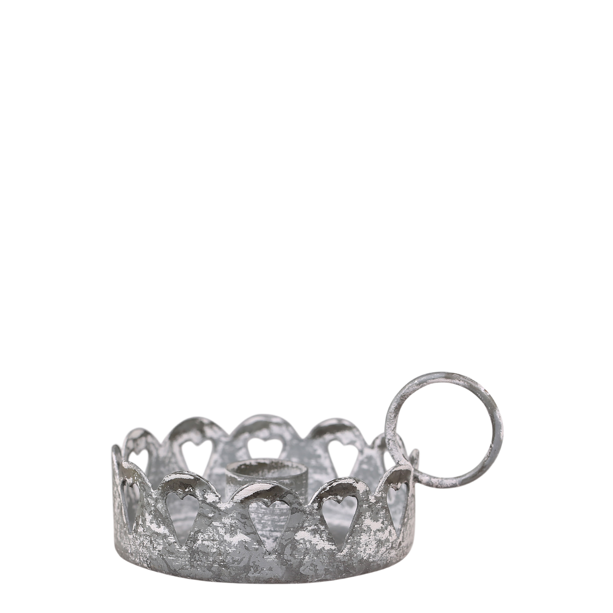 Kammerleuchter mit Herzen, Eisen, Antique Zink, 11 cm