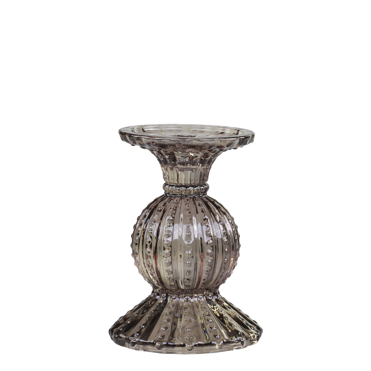 Kerzenhalter für Stabkerzen aus Glas, Mokka, 14 cm hoch