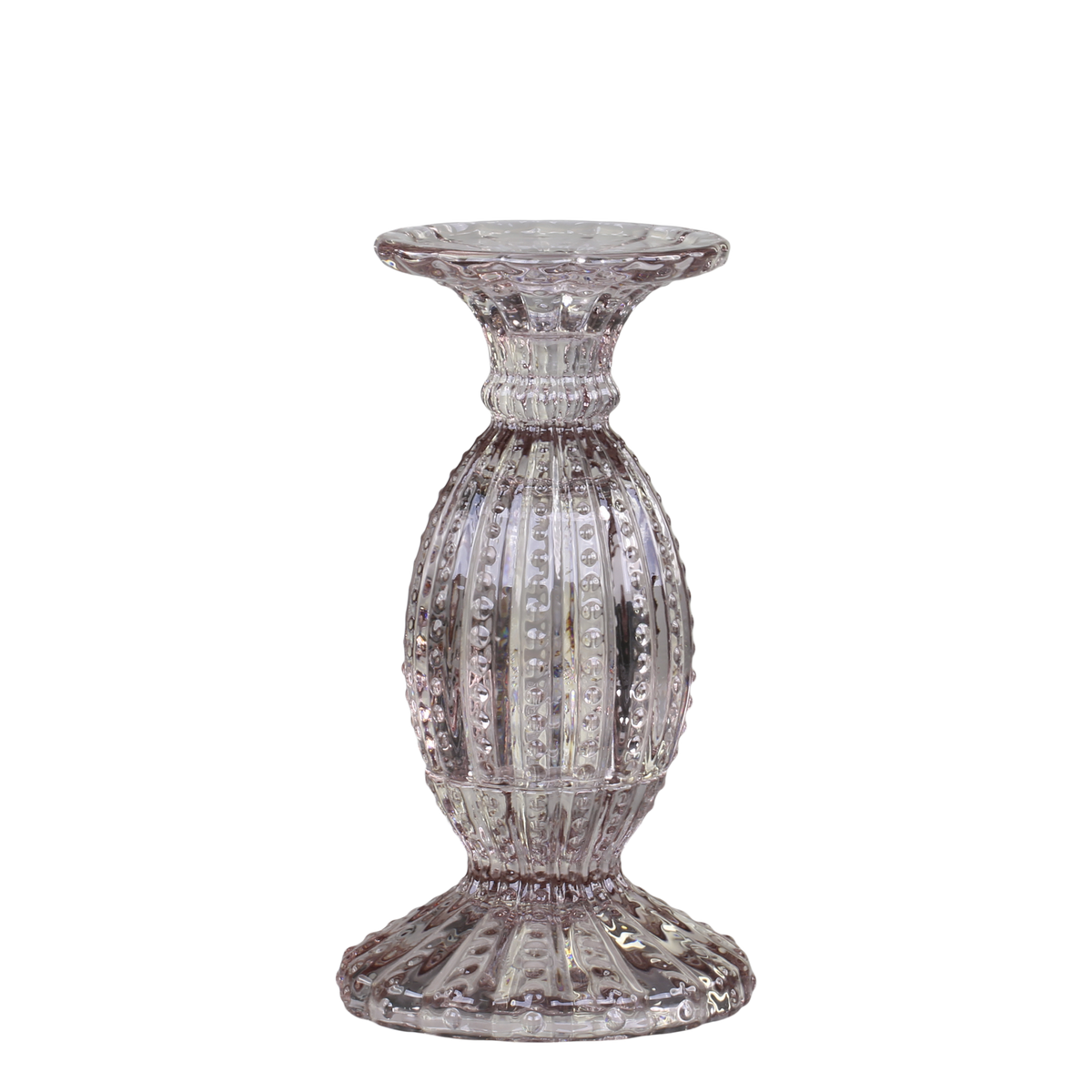 Kerzenhalter für Stabkerzen aus Glas, taupe, 19,5 cm hoch