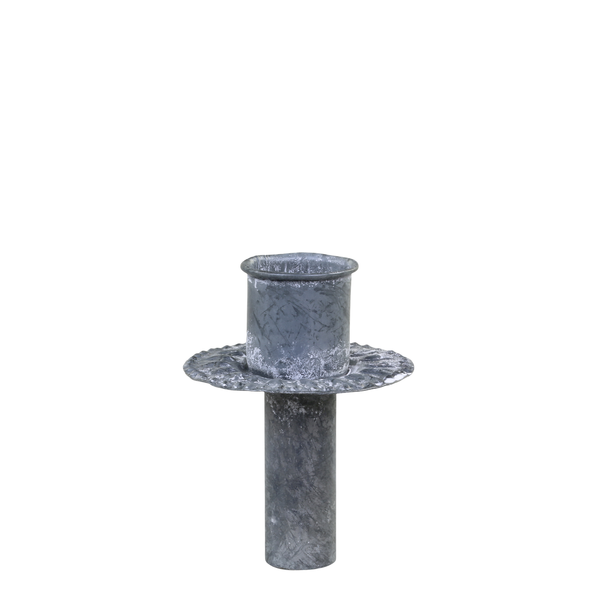 Kerzenhalter für Stabkerzen, antik Zink, 6,5 cm hoch