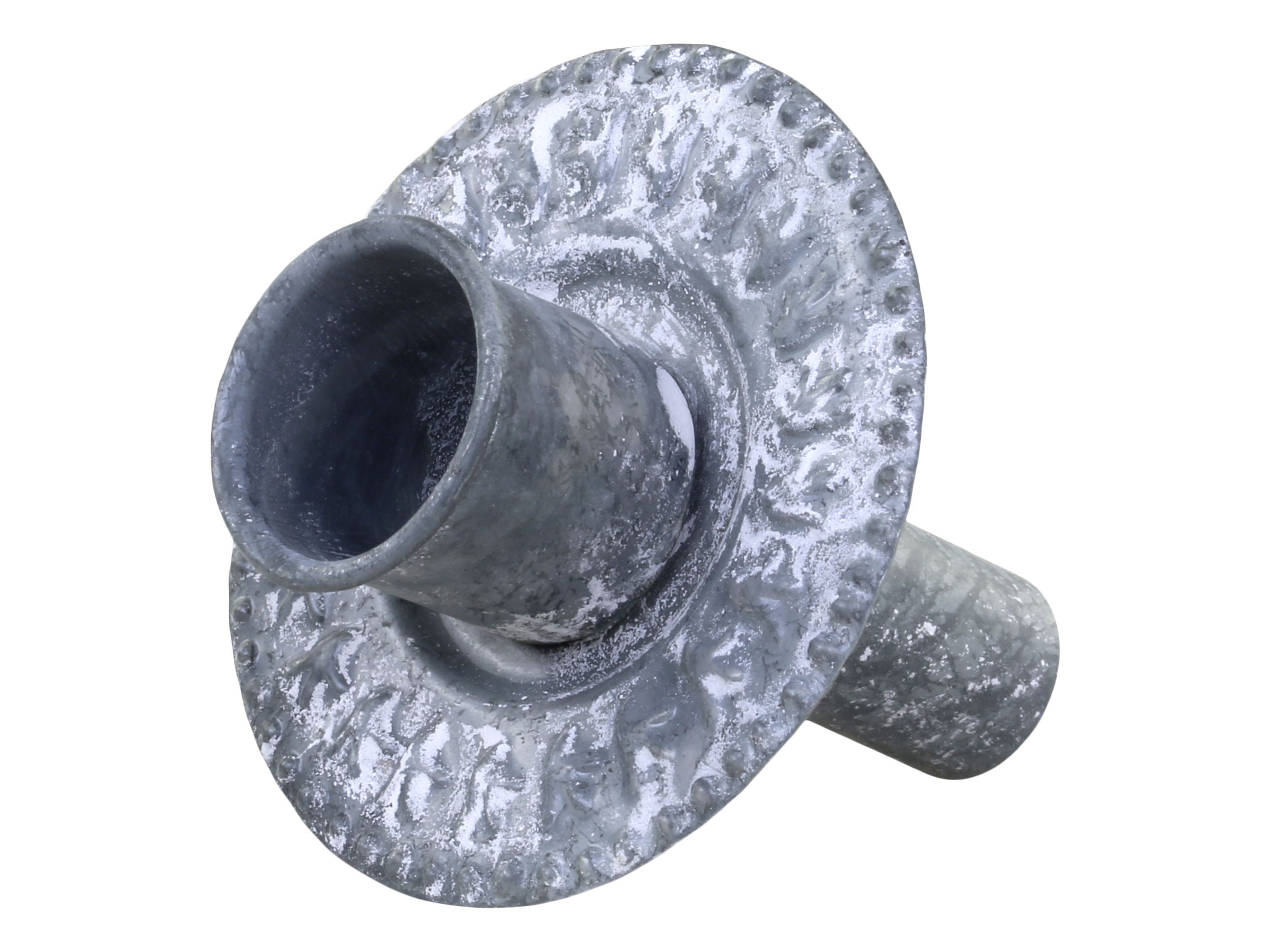 Kerzenhalter für Stabkerzen, Eisen, antik Zink, 6 cm