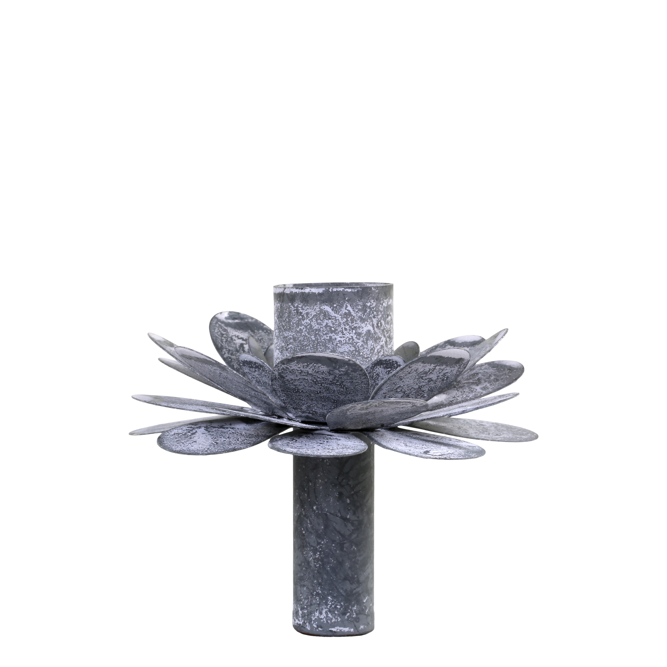 Kerzenhalter für Stabkerzen, Eisen, antik Zink, 7 cm
