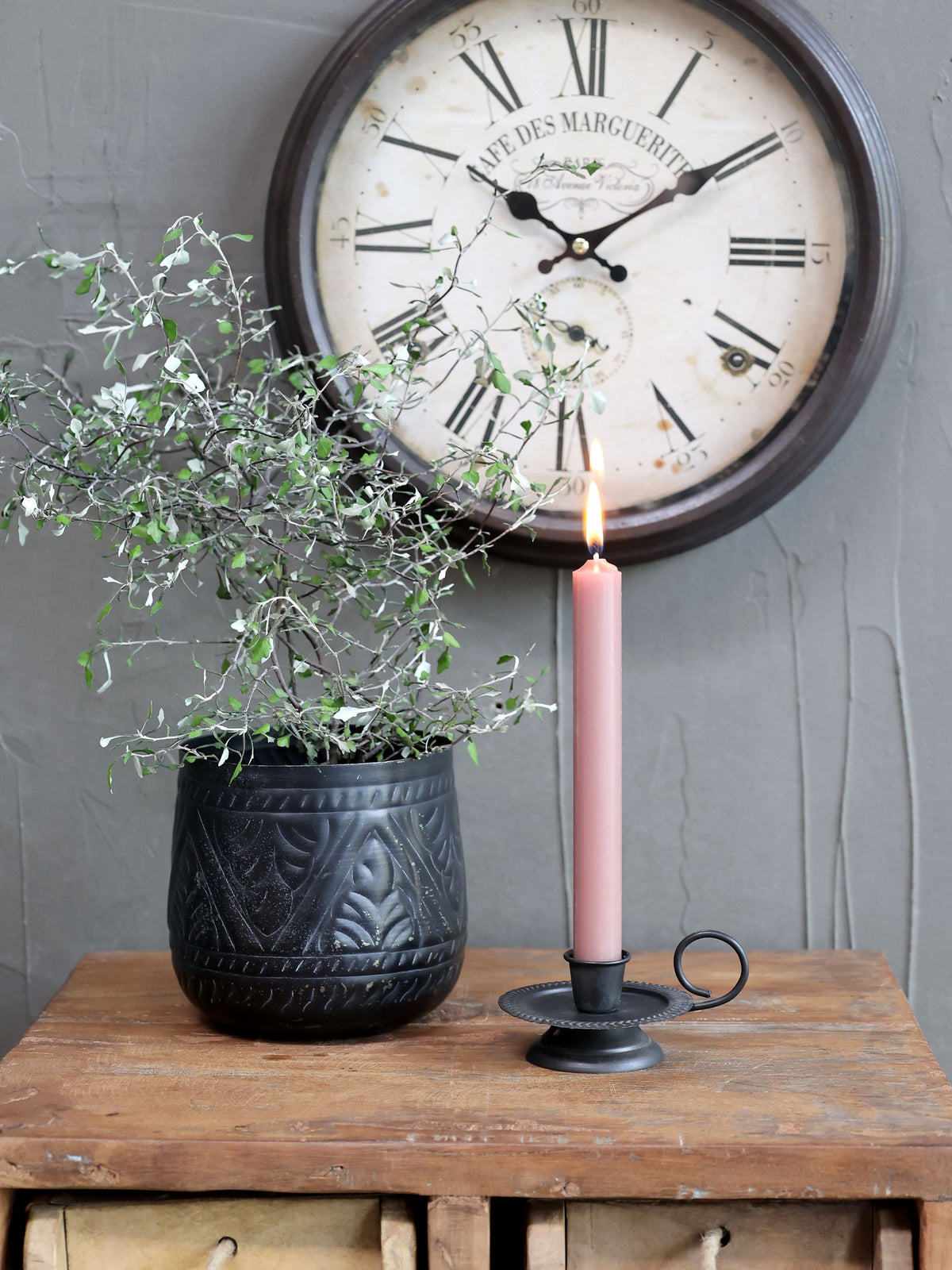 Stabkerze in Taupe, 18 cm hoch, 60 Stunden Brenndauer