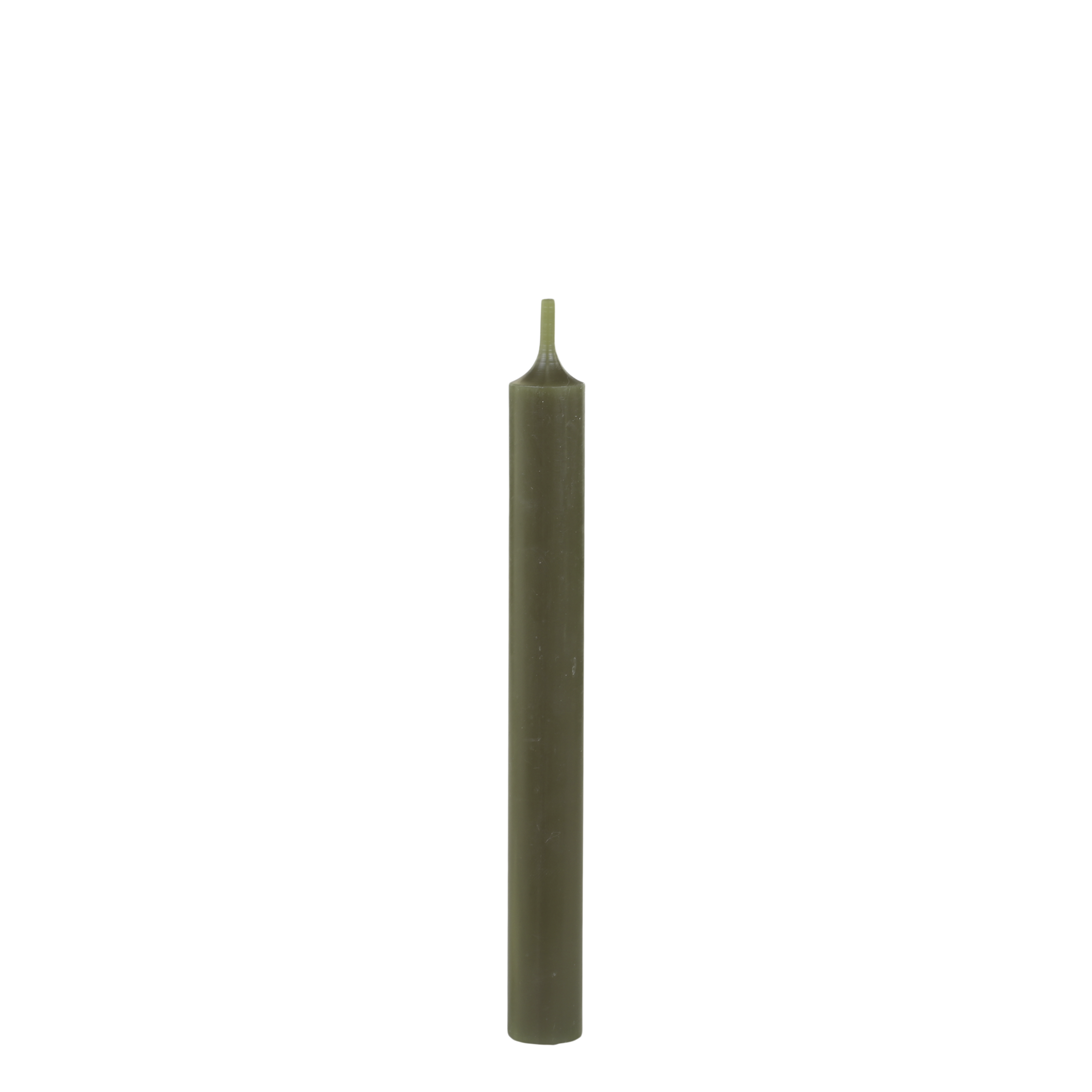 Stabkerze oliv, 18 cm hoch, 60 Stunden Brenndauer