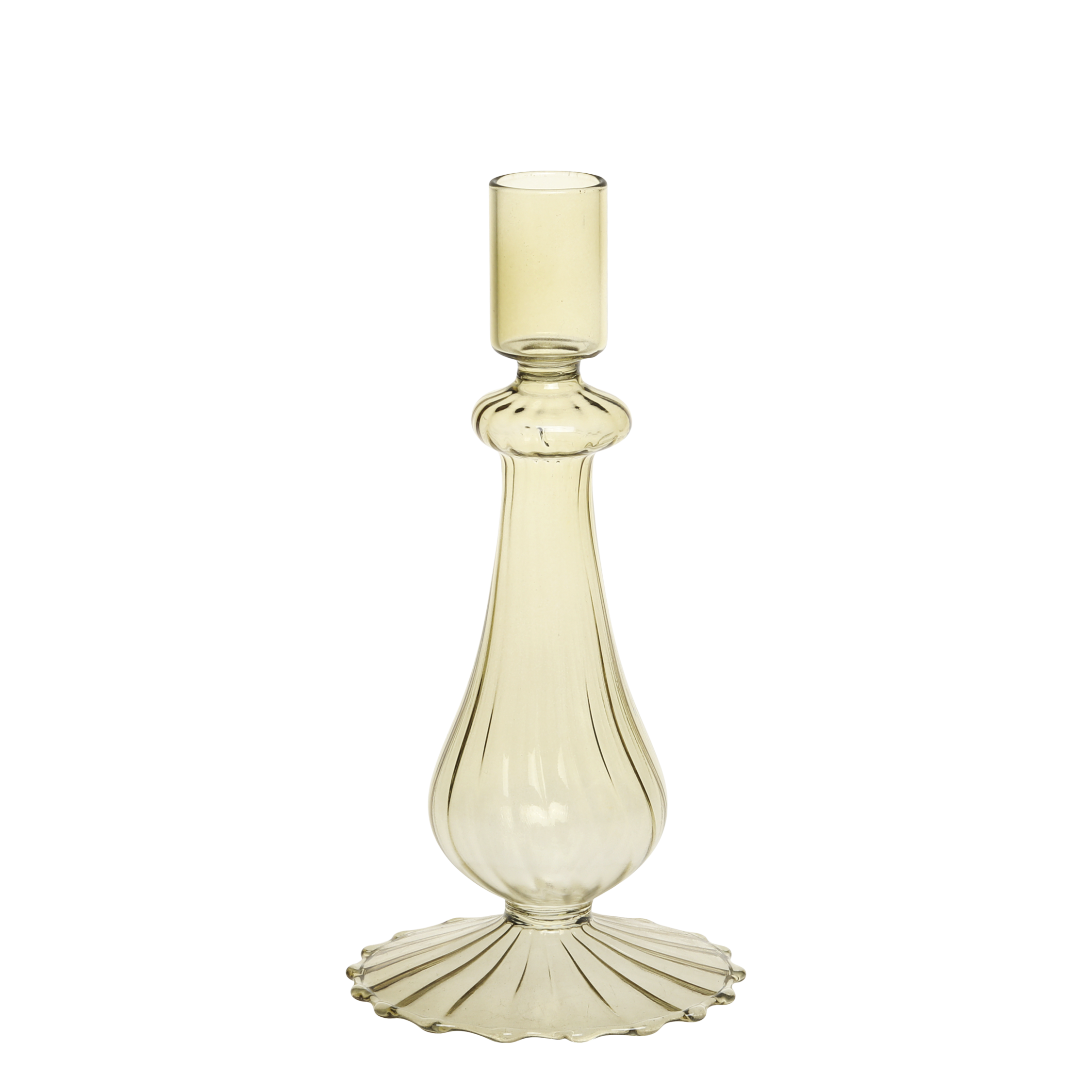 Kerzenständer aus Glas in Oliv – 19 cm hoch
