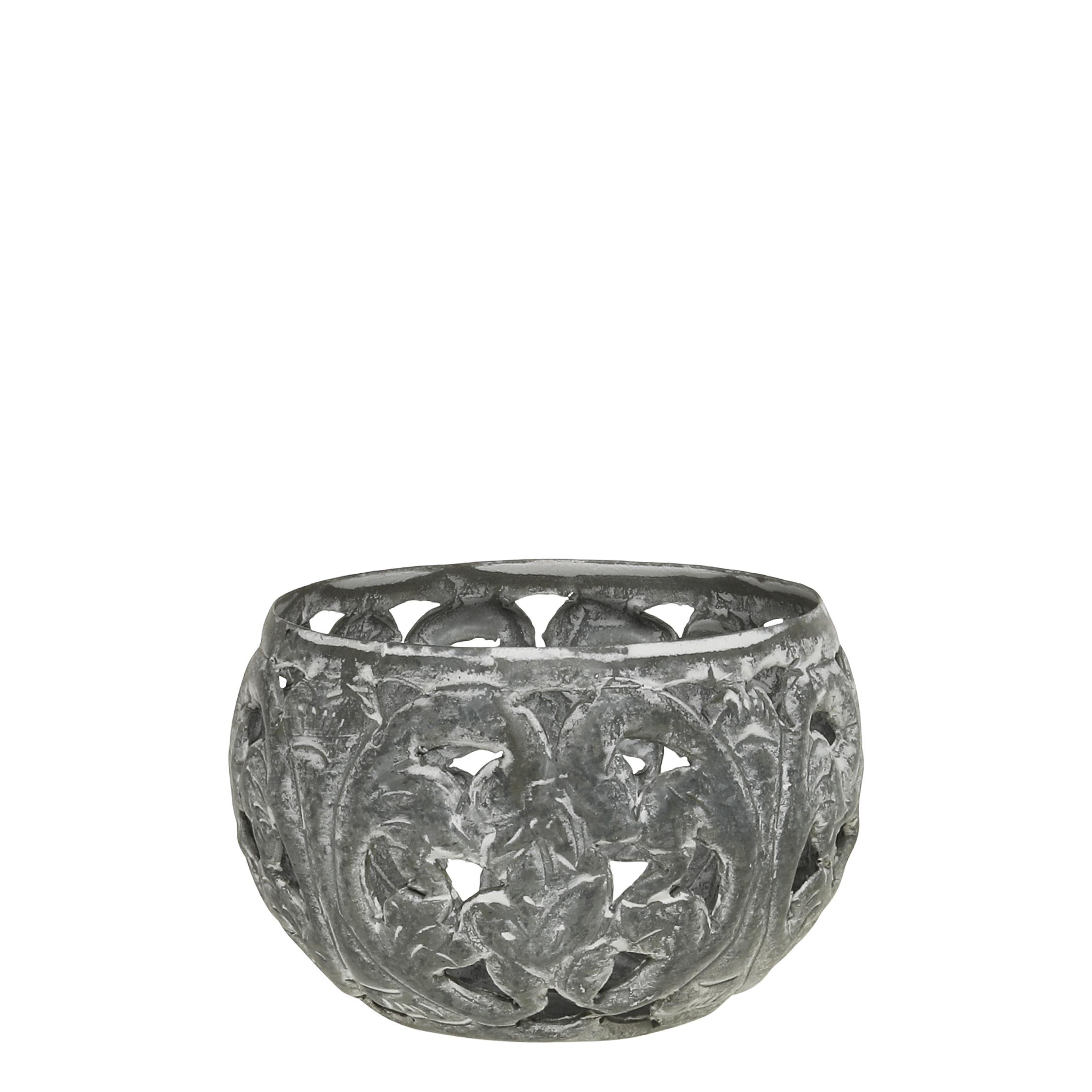 Teelichthalter mit Muster, antique zink, 10 cm Durchmesser