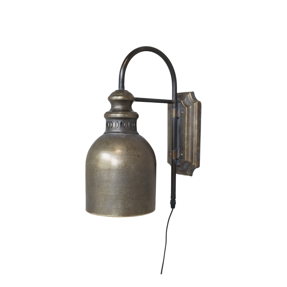 Lampe für Wand aus Eisen in Antik-Messing, 38 cm hoch