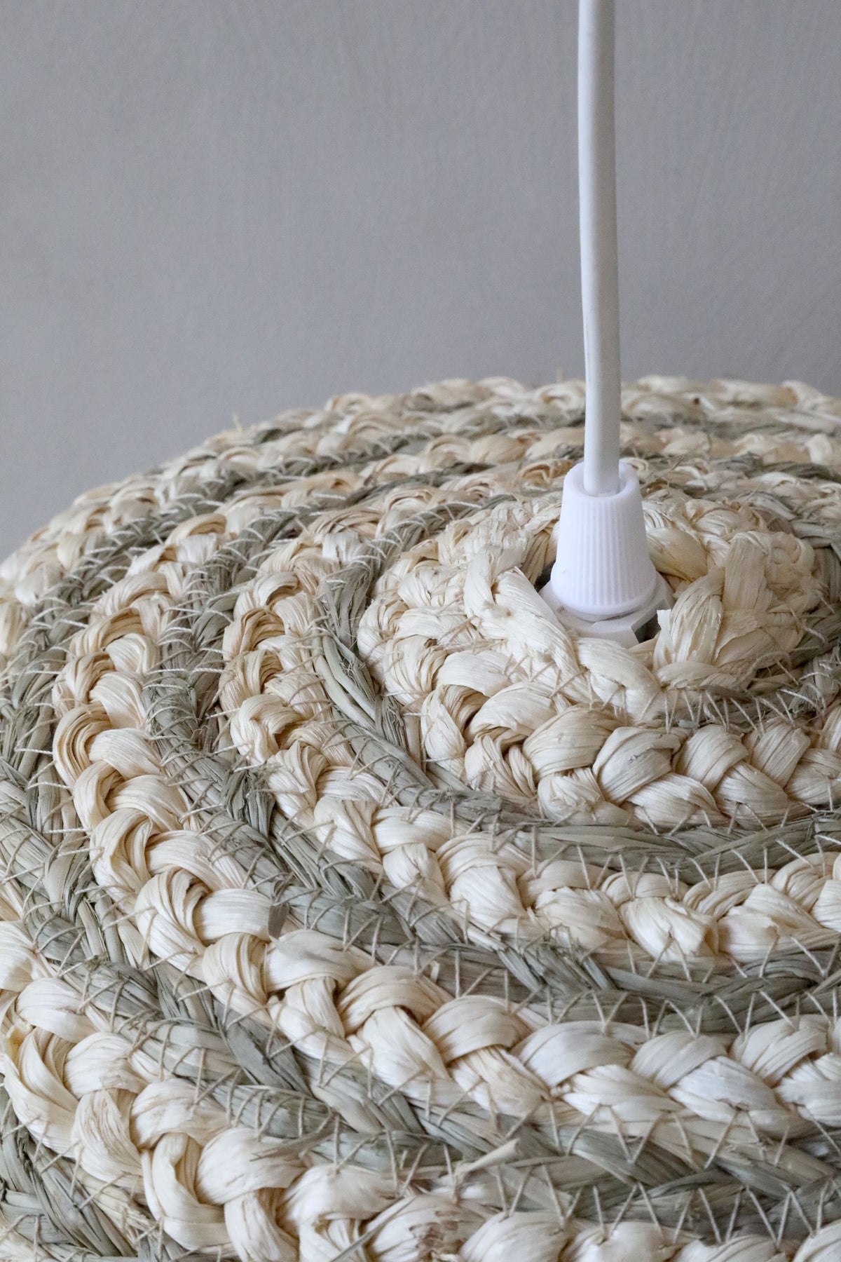 Lampenschirm aus Maisseil und Gras, natur, 45 cm hoch
