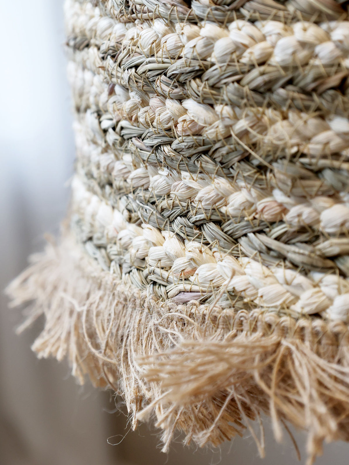 Lampenschirm aus Maisseil und Gras, natur, 45 cm hoch