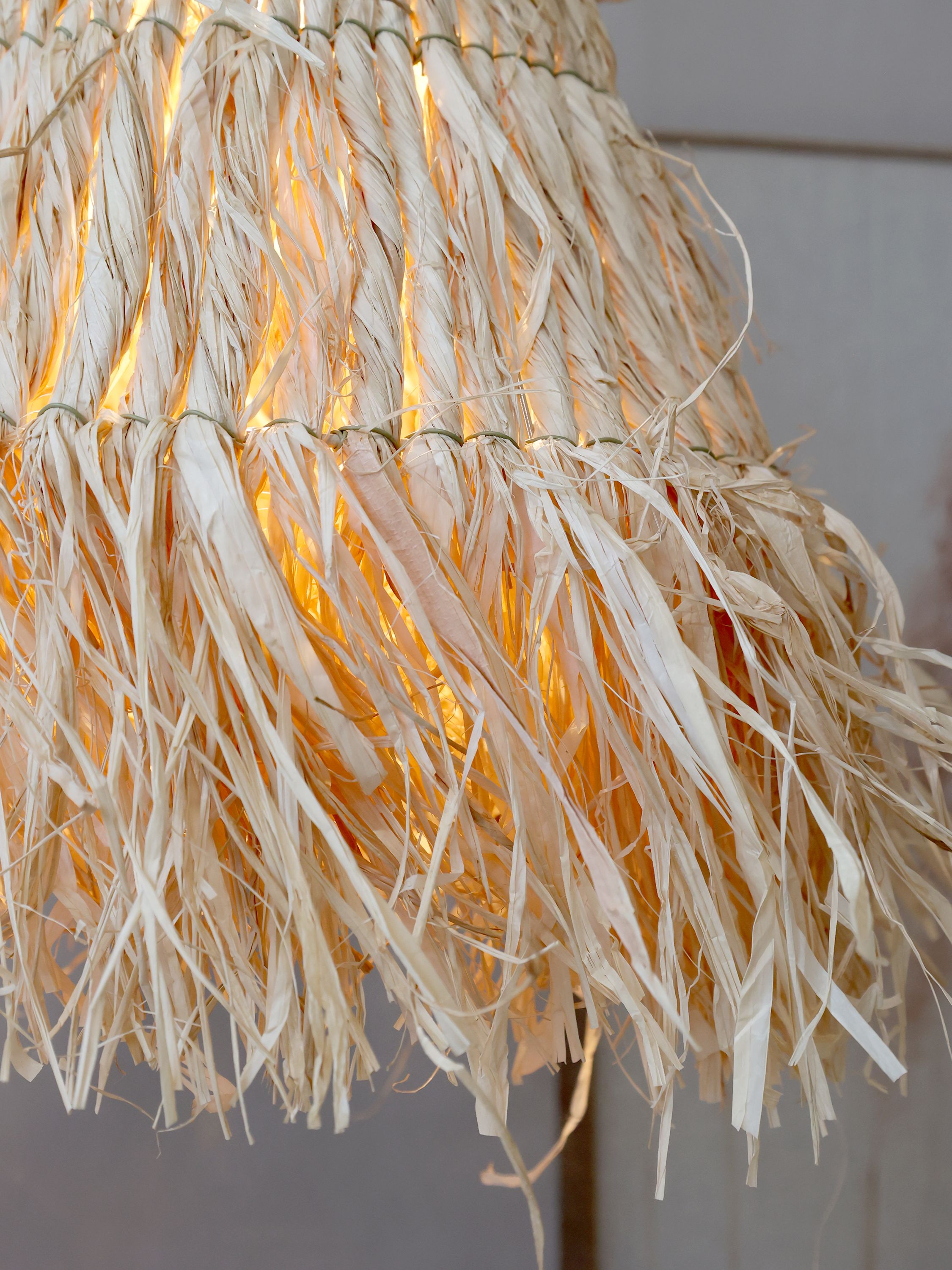 Lampenschirm aus Raffia natur 30 cm Durchmesser