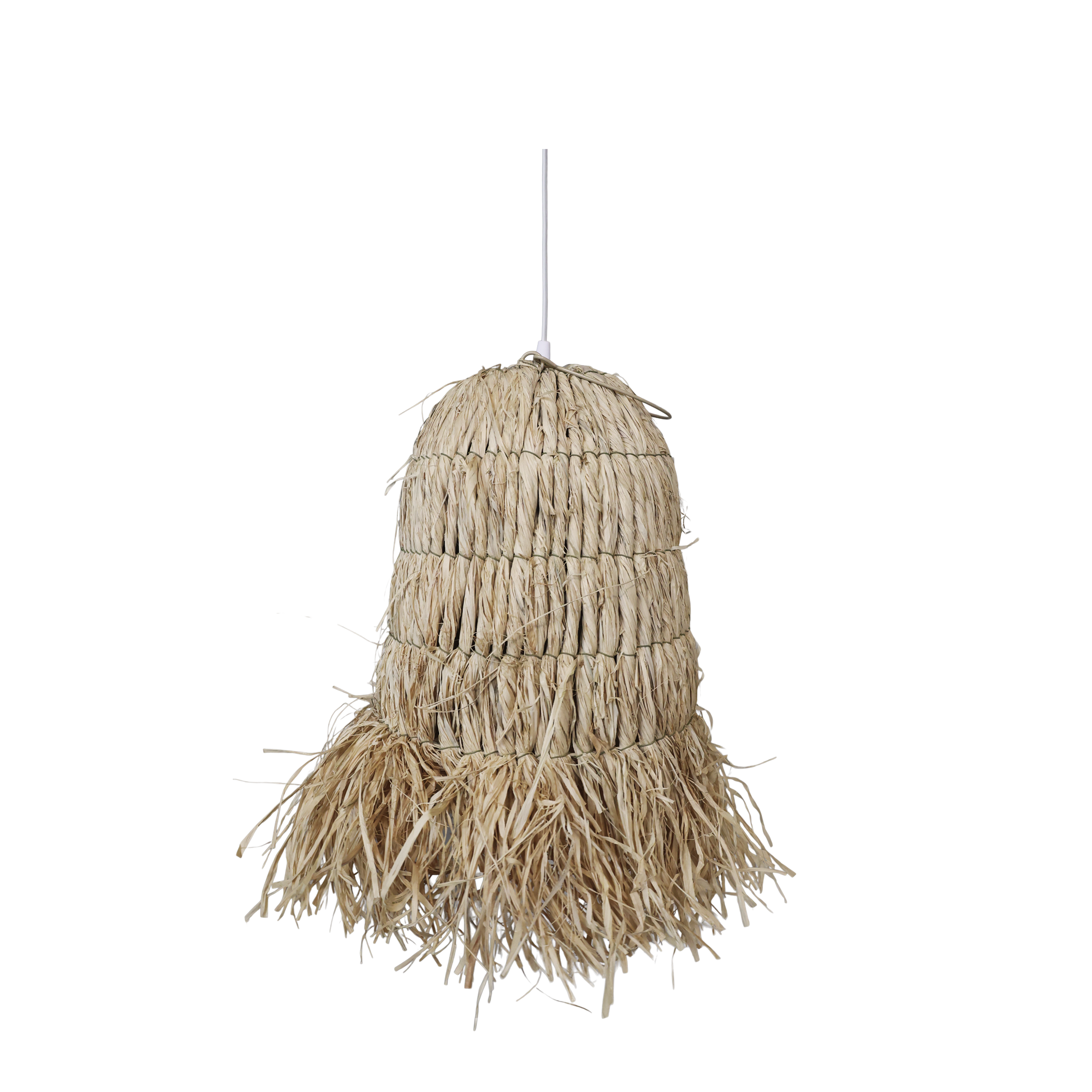 Lampenschirm geflochten aus Raffia, 32 cm hoch, natur