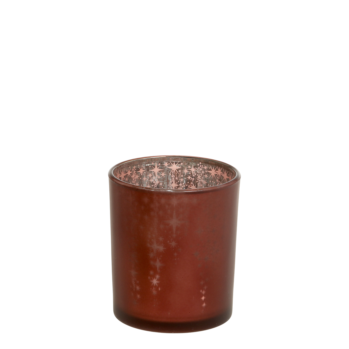 Teelichthalter aus Glas mit Muster, antique cherry, 8 cm