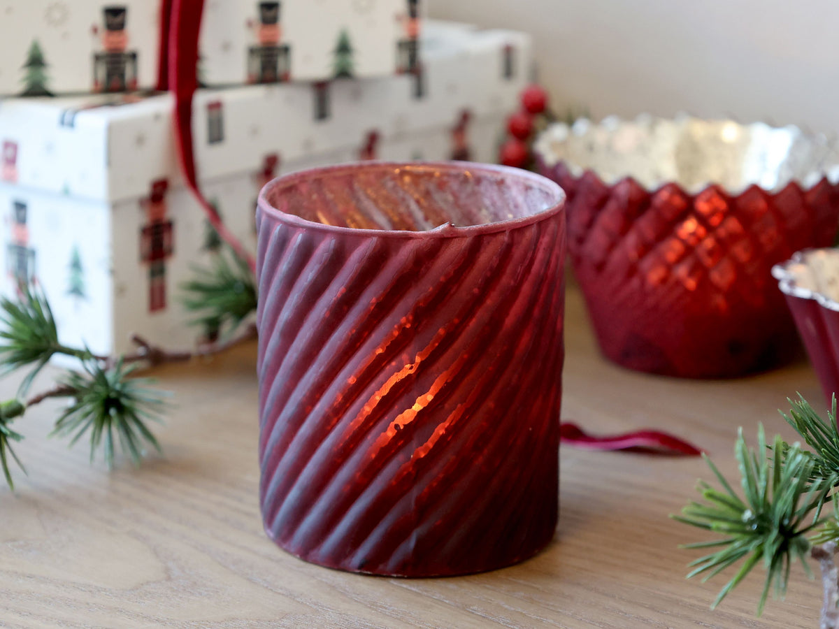 Windlicht aus Glas 8,5 cm hoch antique cherry