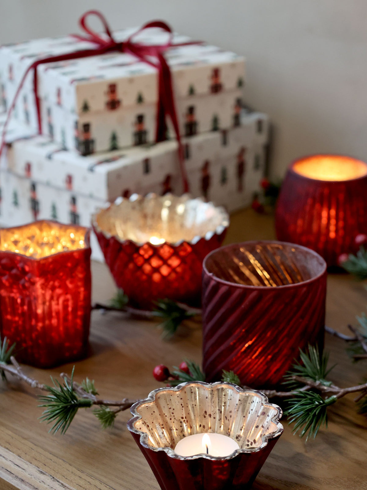Windlicht aus Glas antique cherry 10 cm Durchmesser