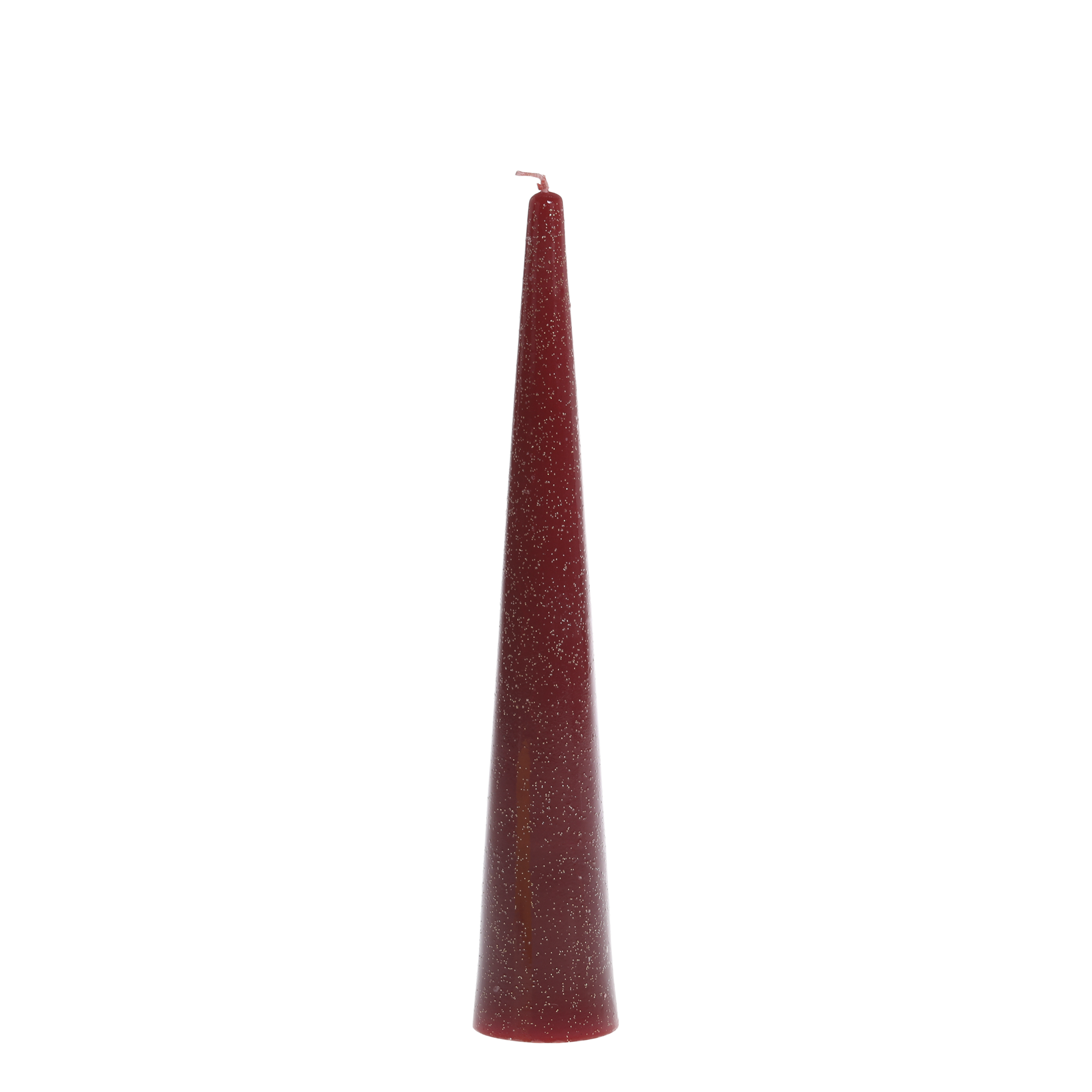 Stumpenkerze Kegel mit Glitzer, 25 cm, Cherry