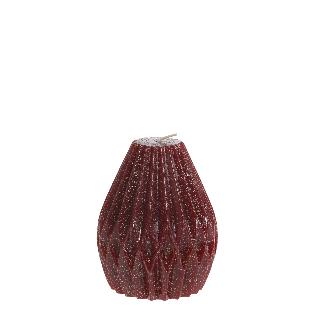Stumpenkerze mit Glitzer, 12 cm hoch, Kirschrot