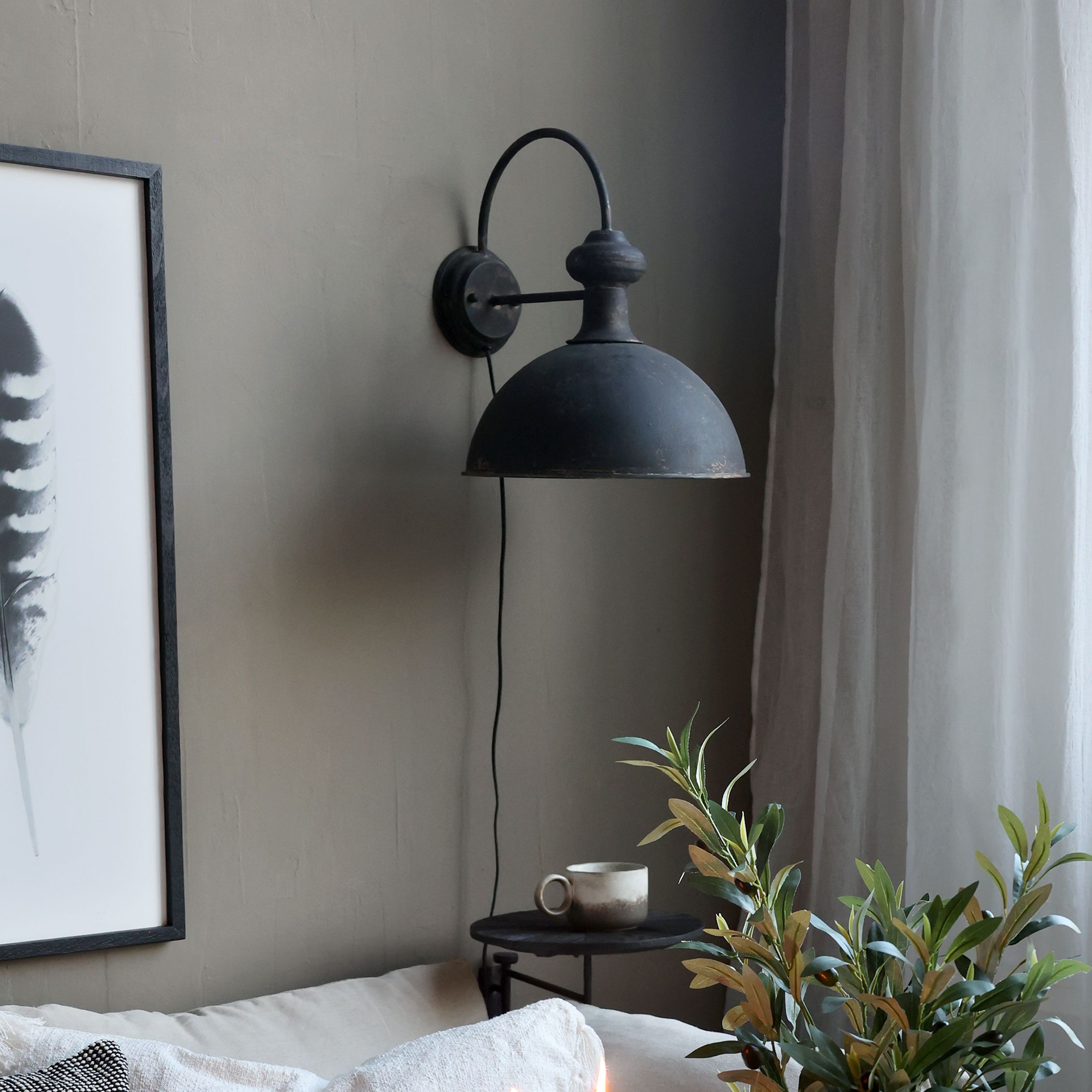Wandleuchte Factory antik schwarz, Lampe für Wand