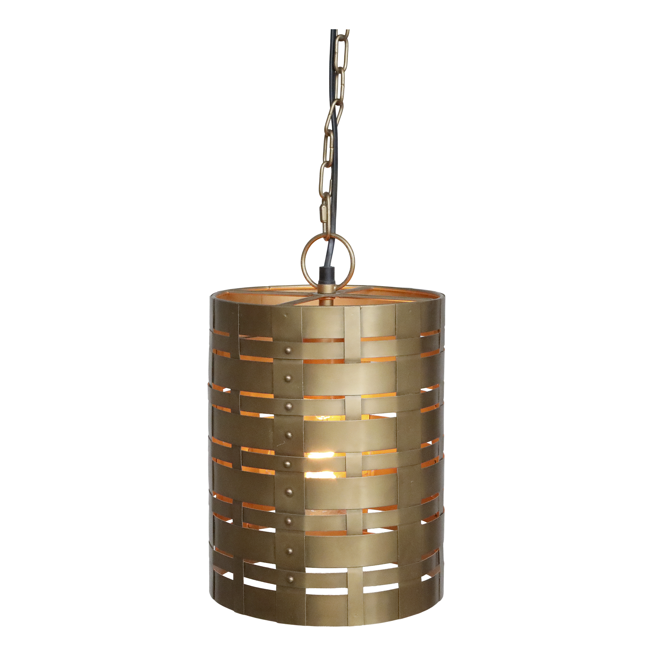Lampe mit Muster aus Eisen und Messing, 31 cm hoch
