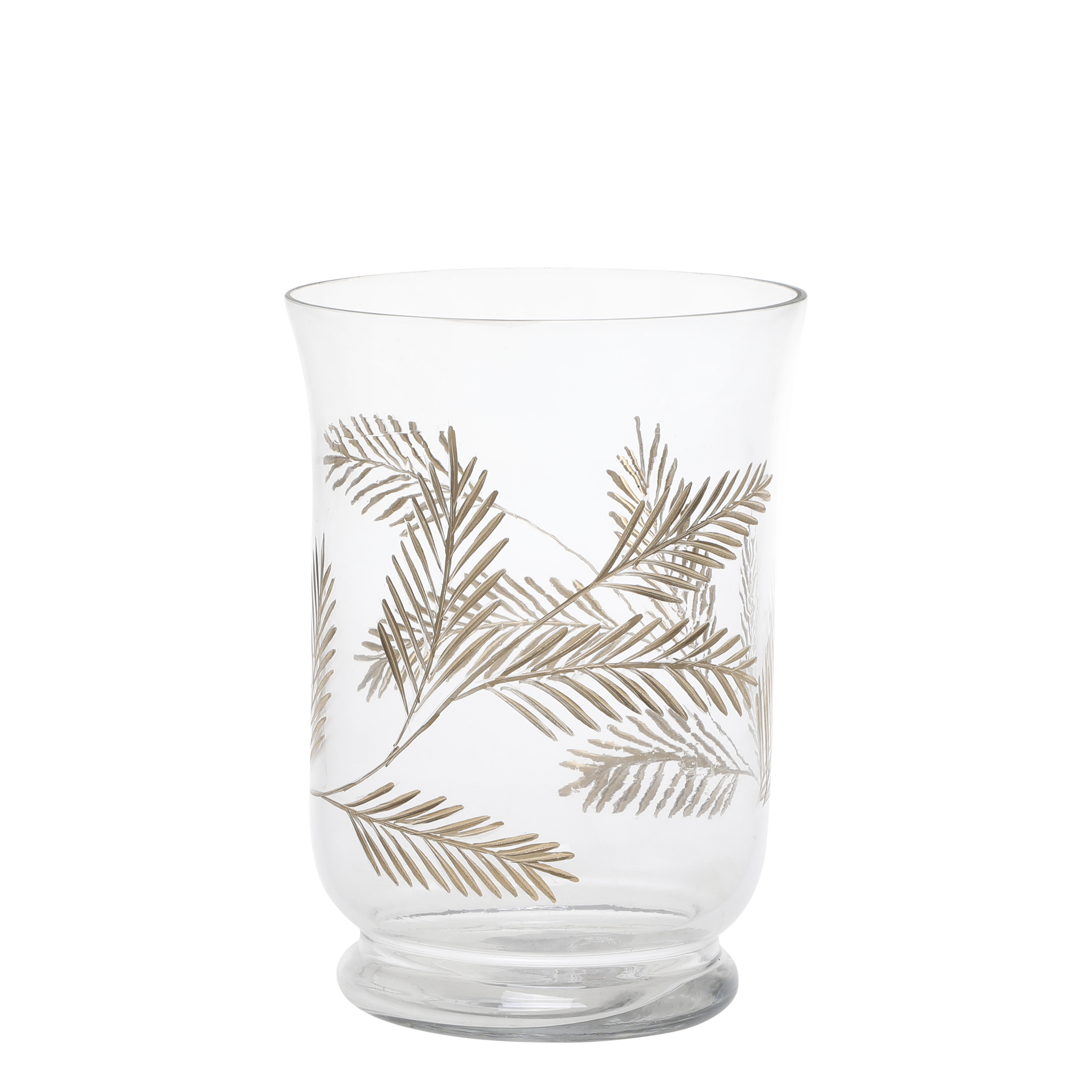 Windlicht aus Glas mit Blattmuster, 21,5 cm hoch