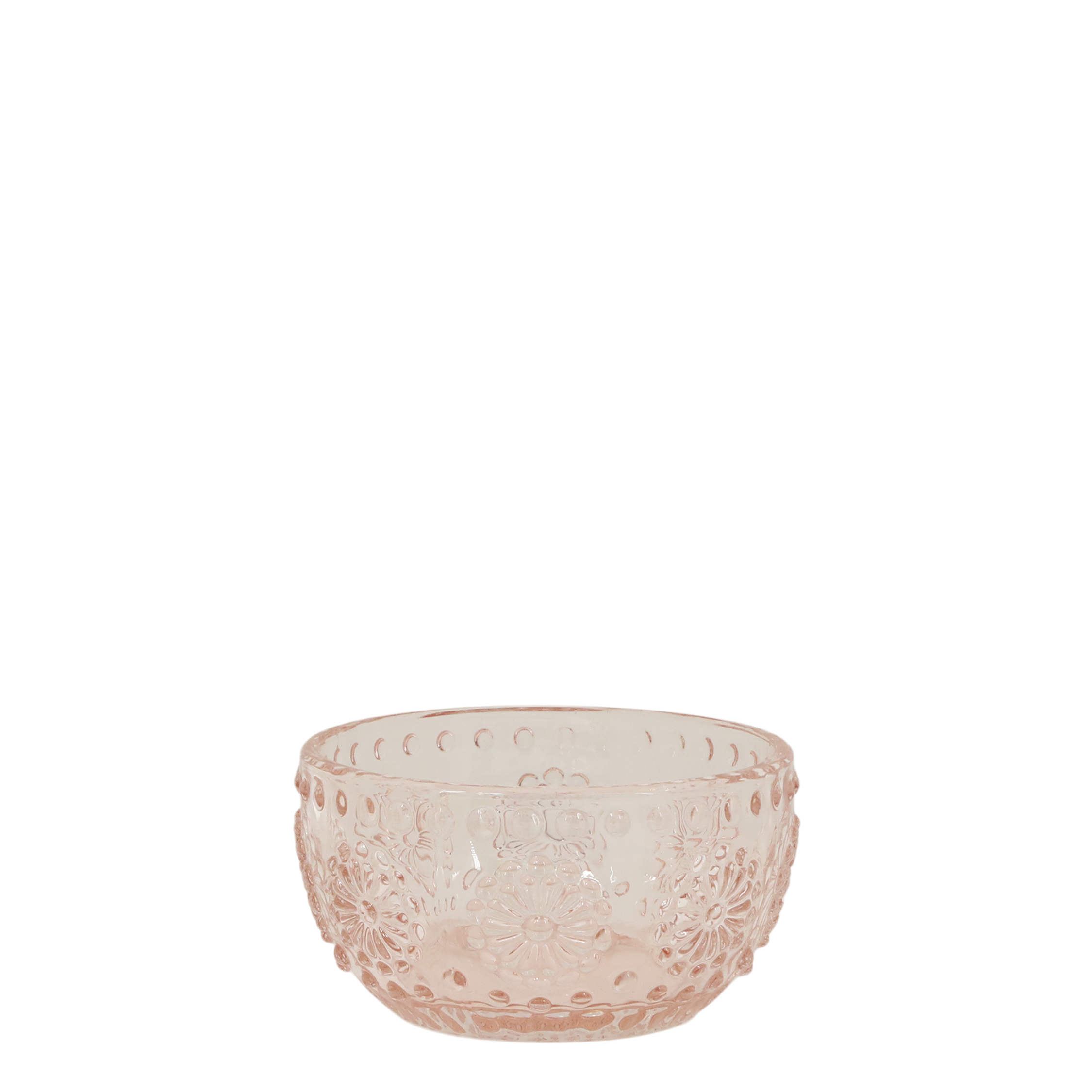 Teelichthalter aus Glas mit Muster, rosa, 7,5 cm