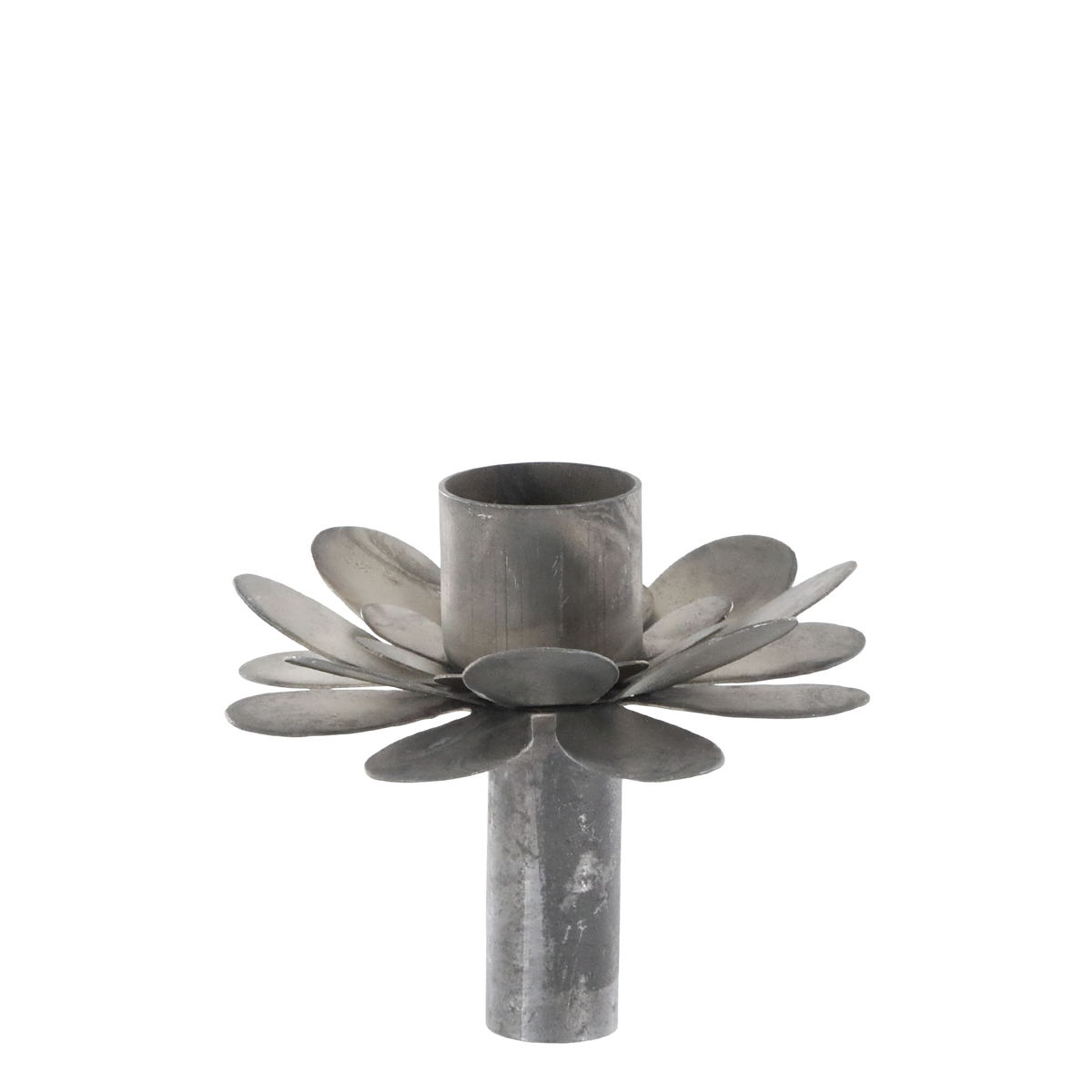 Kerzenhalter Blume in Antique Zink, Höhe 7 cm