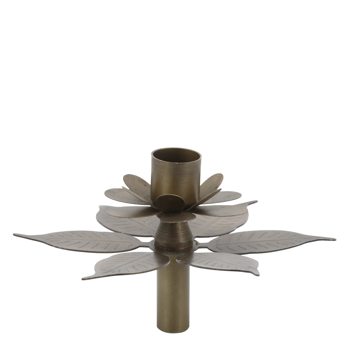 Kerzenhalter mit Blumen, Eisen, messing, 13 cm