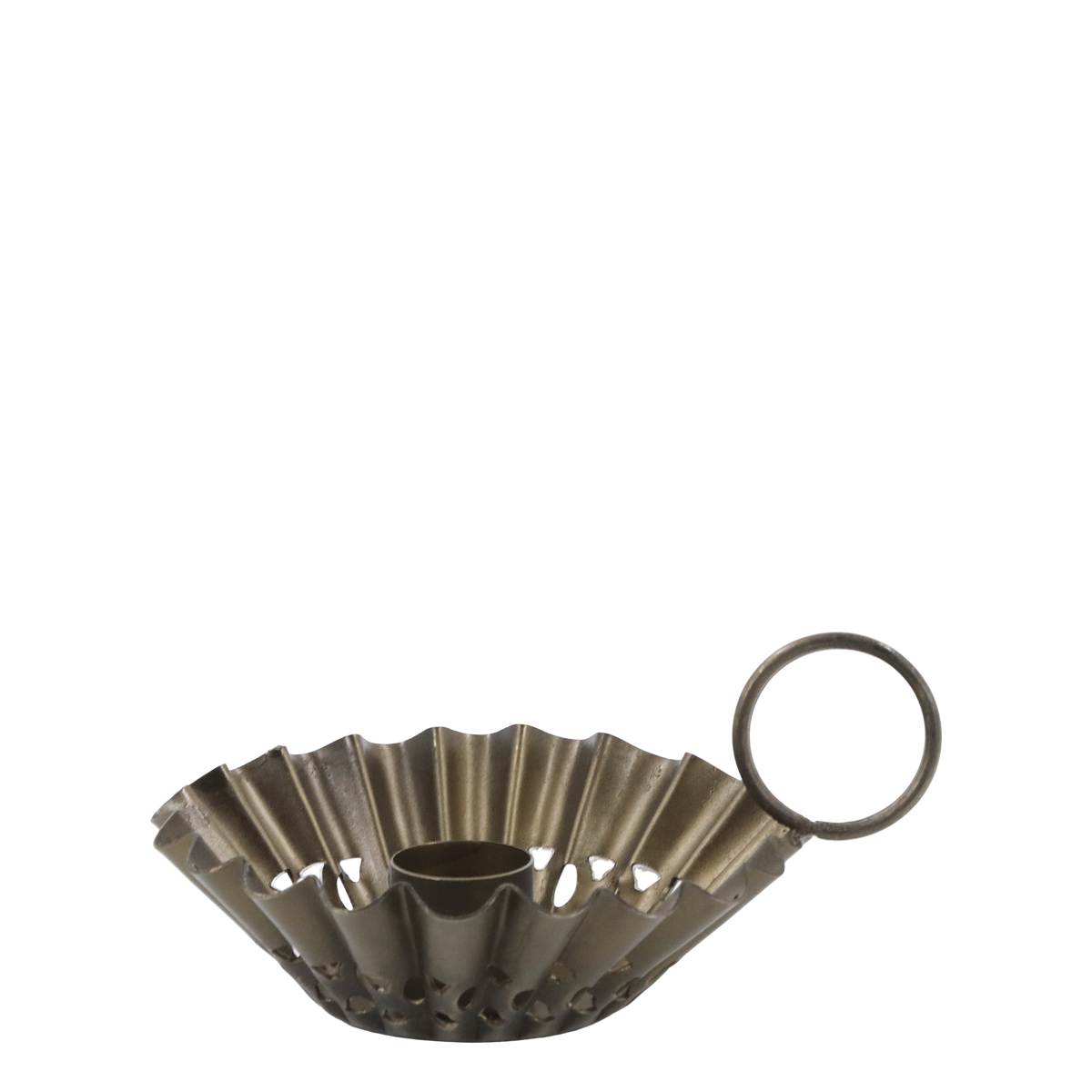 Kammerleuchter mit Lochmuster, messing, 10 cm Durchmesser