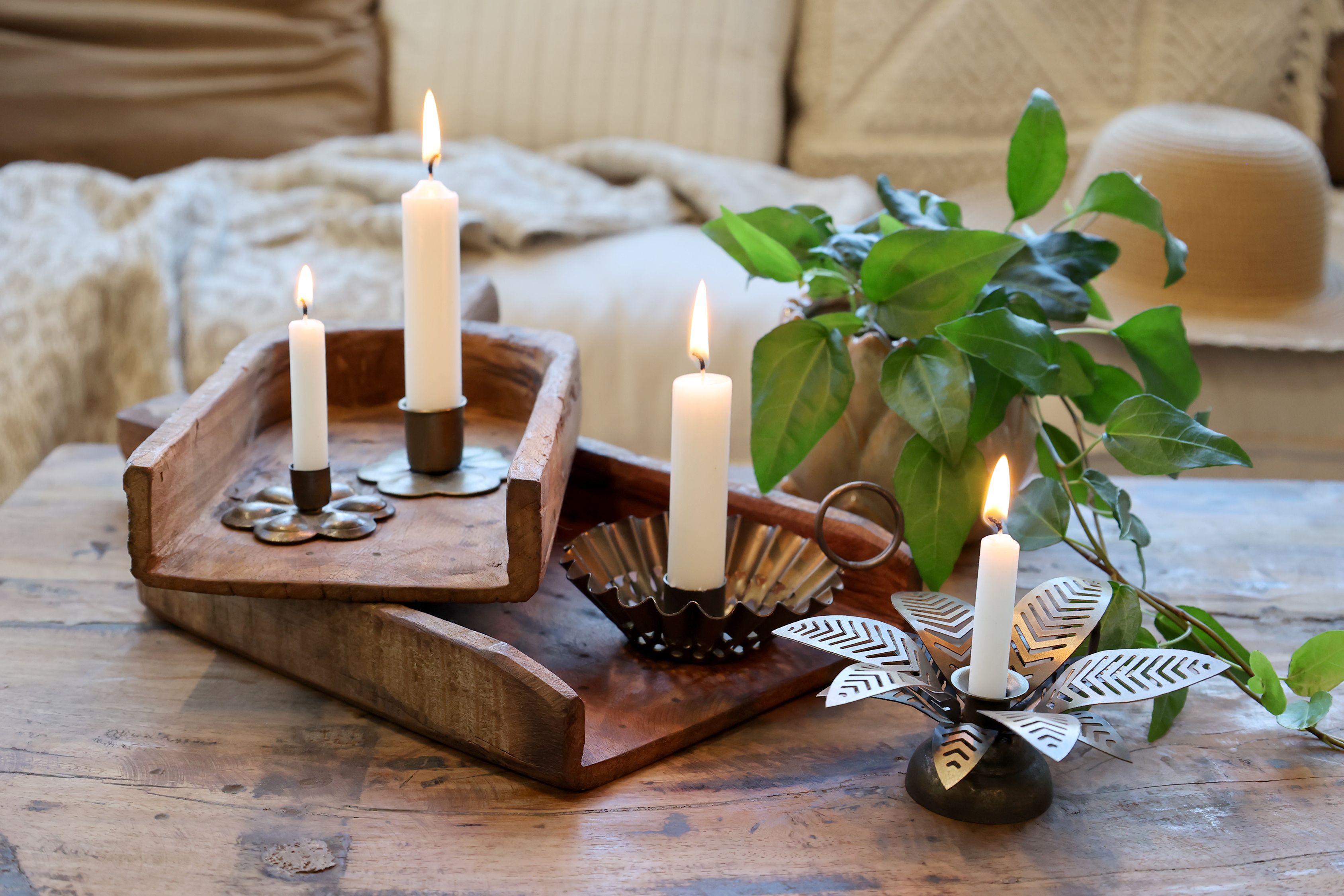 Kammerleuchter mit Lochmuster, messing, 10 cm Durchmesser