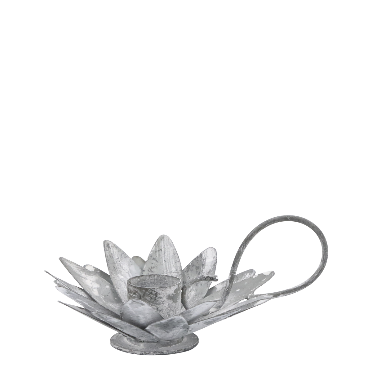 Kammerleuchter mit Blumen, antik zink, 10 cm Durchmesser