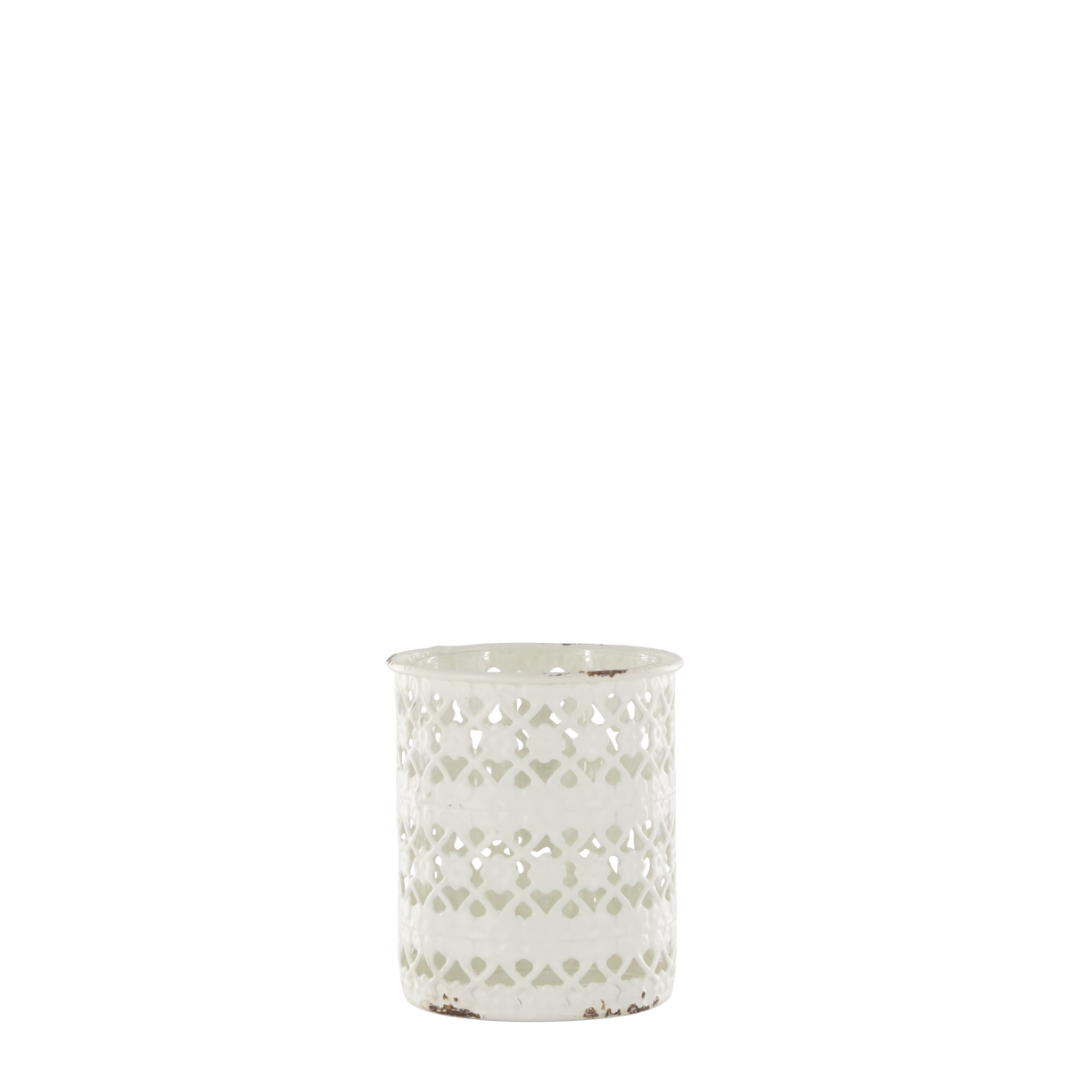 Windlicht mit Muster, 10 cm hoch, antique creme