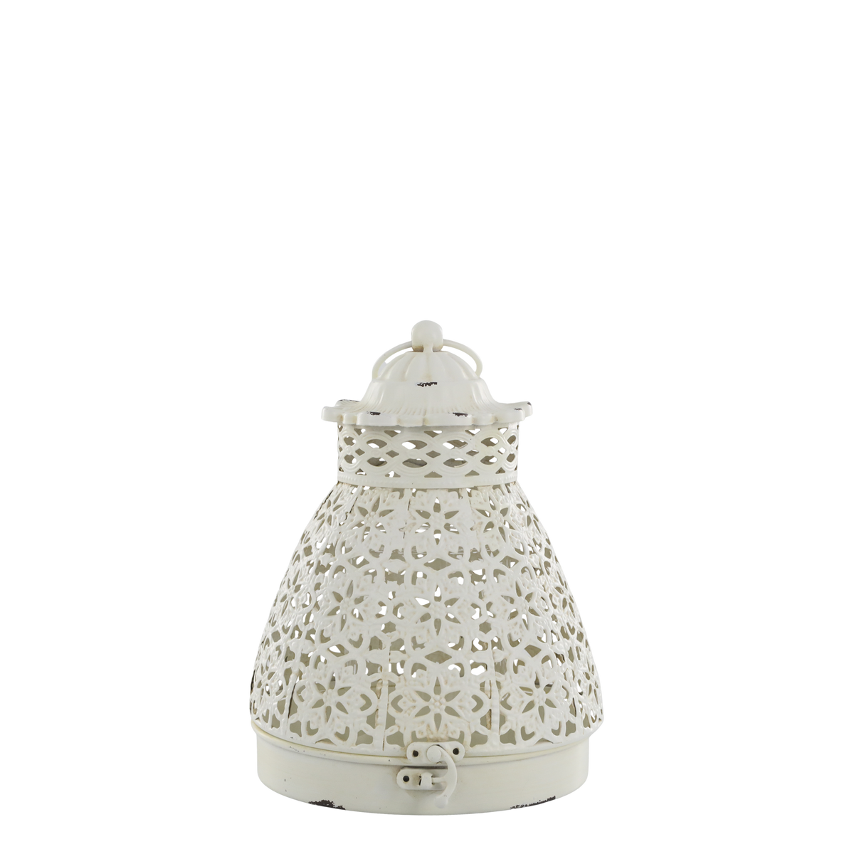 Laterne mit Muster antique creme für Kerzen