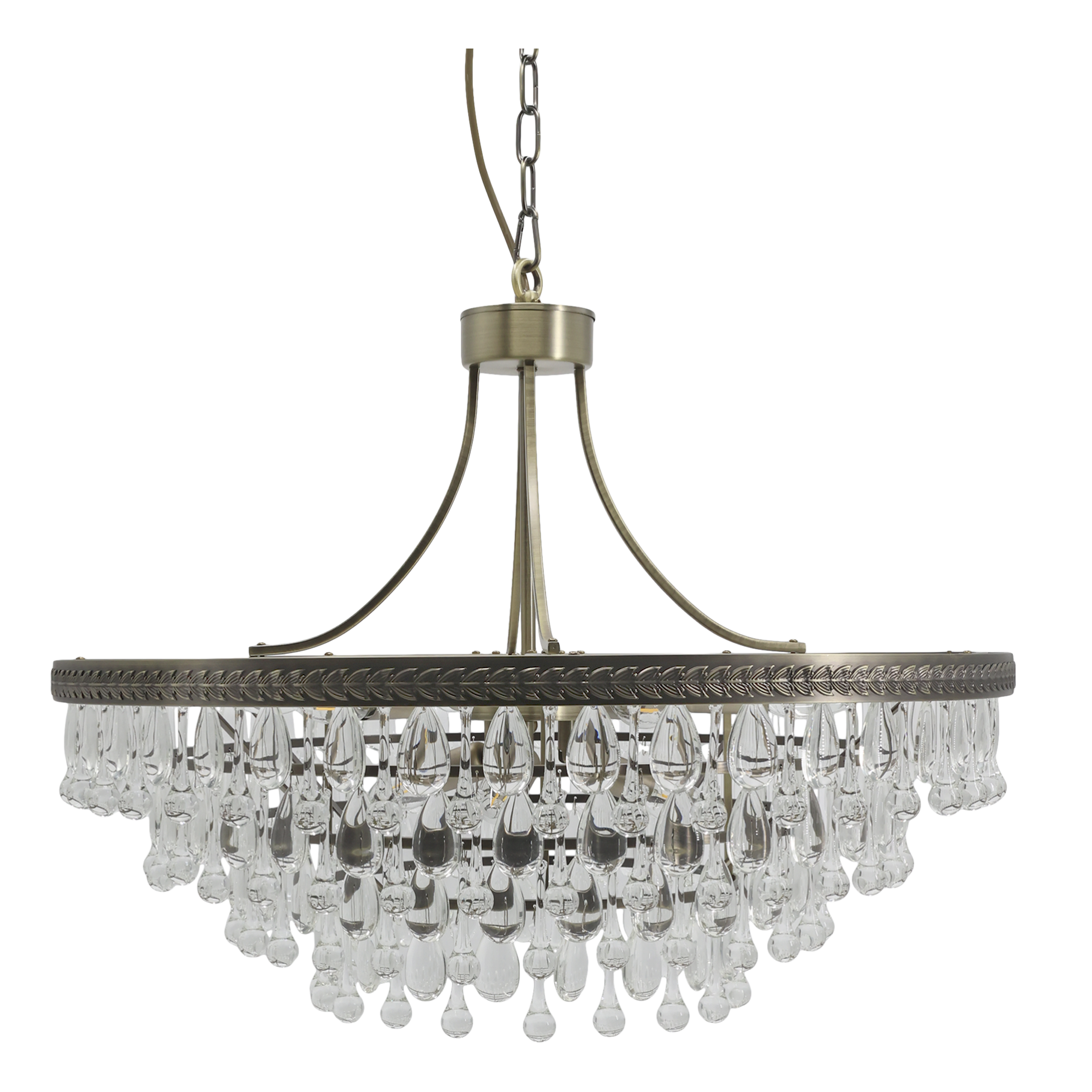 Kronleuchter Versailles, Glasprismen, antik Messing, 70 cm