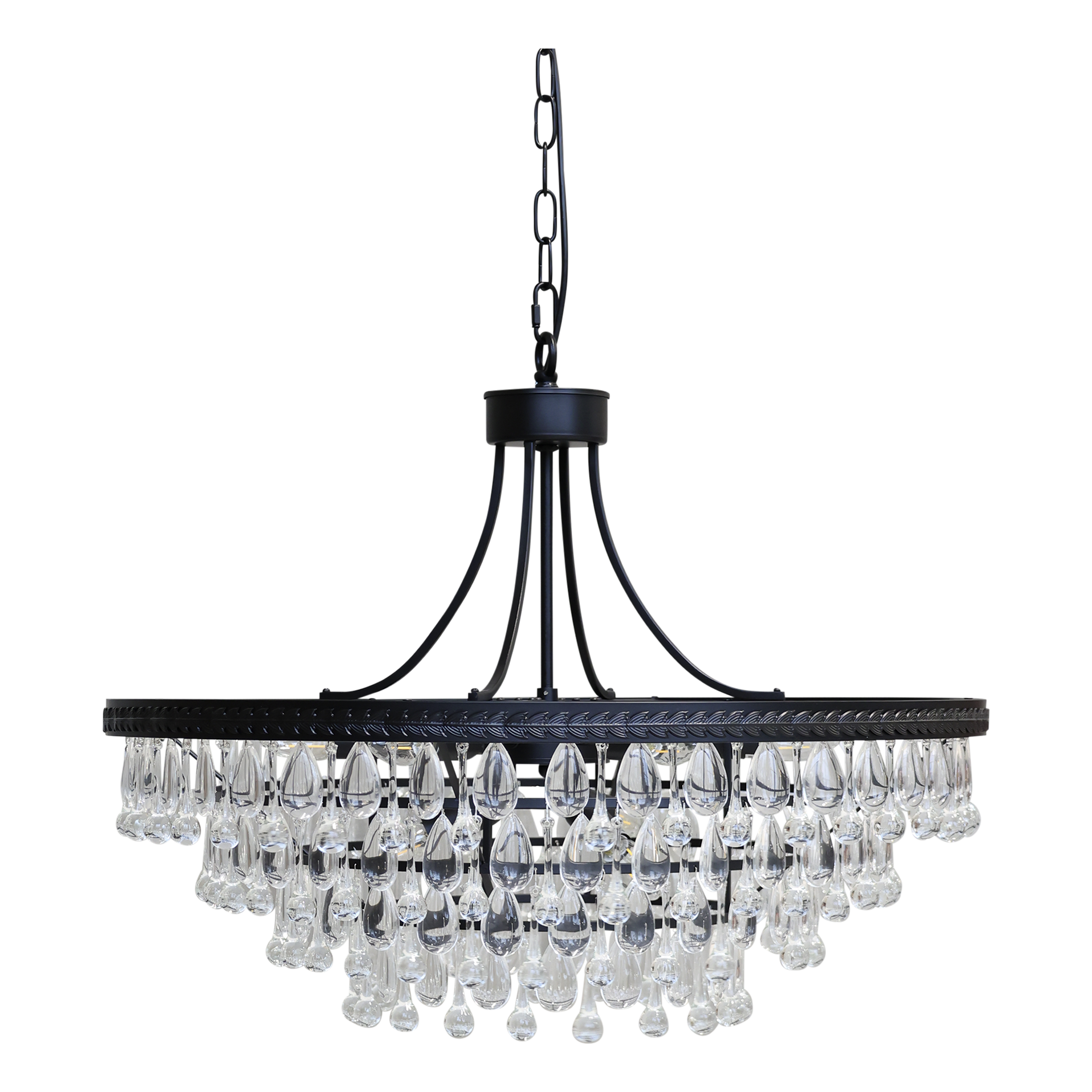 Versailles Kronleuchter mit Glasprismen, 70 cm, schwarz