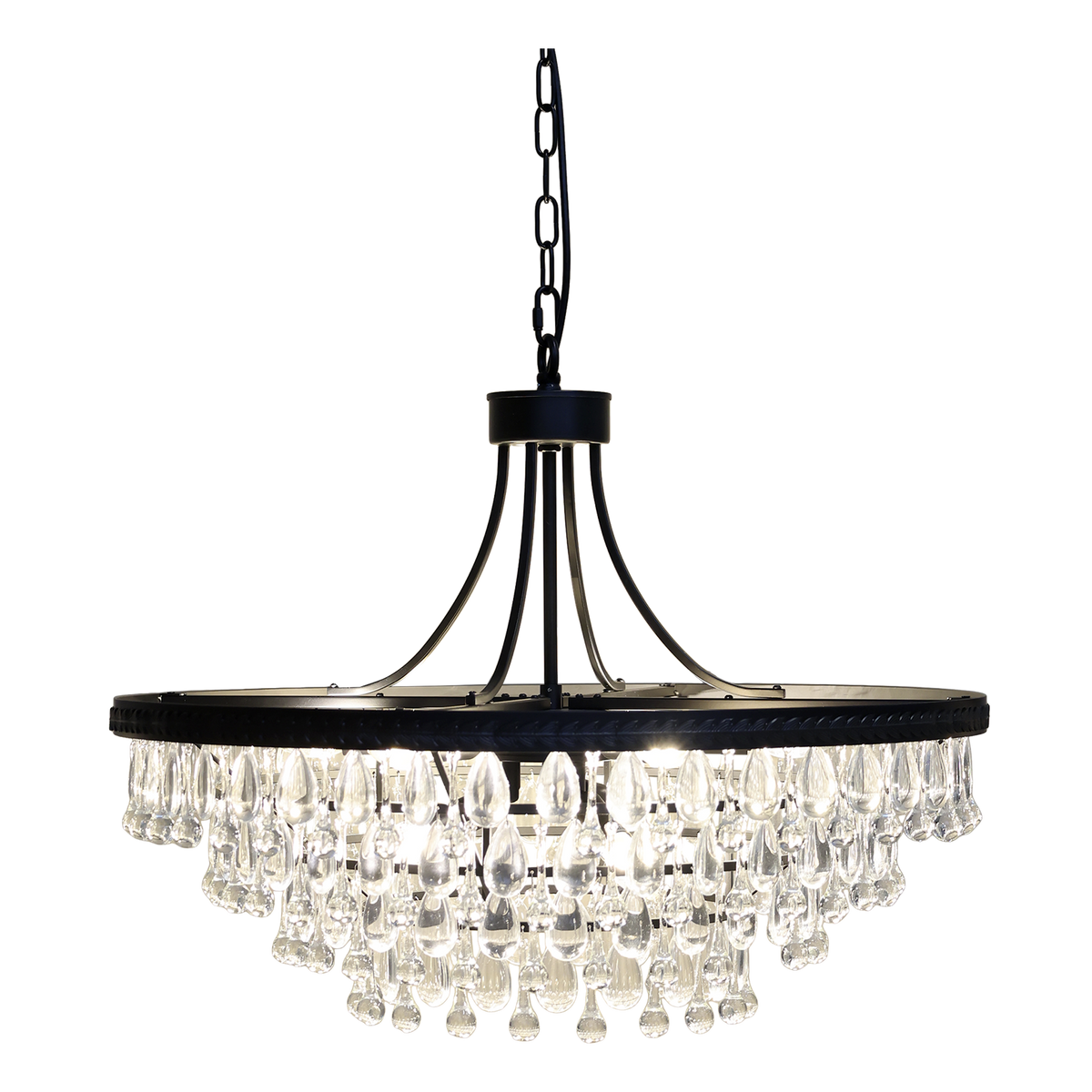 Versailles Kronleuchter mit Glasprismen, 70 cm, schwarz