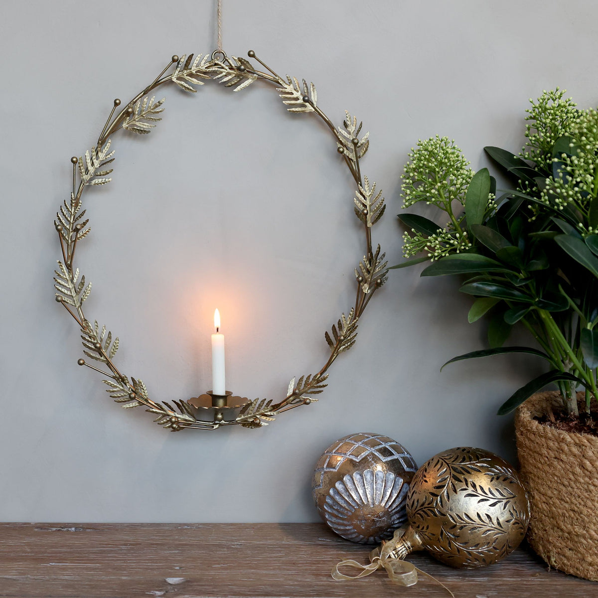 Kerzenständer für Stabkerzen, Eisen, antik messing