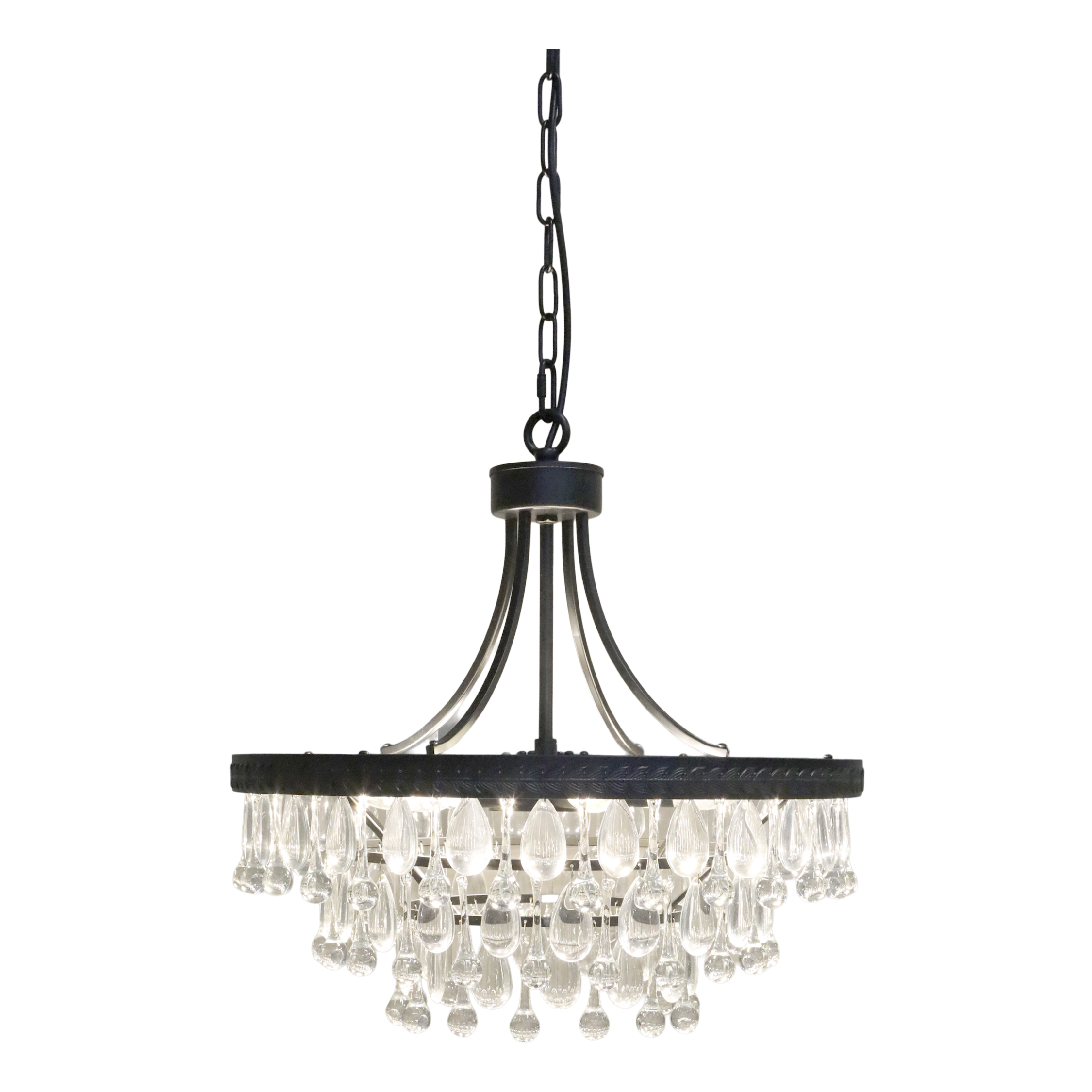 Kronleuchter Versailles mit Glasprismen, schwarz, 49 cm hoch