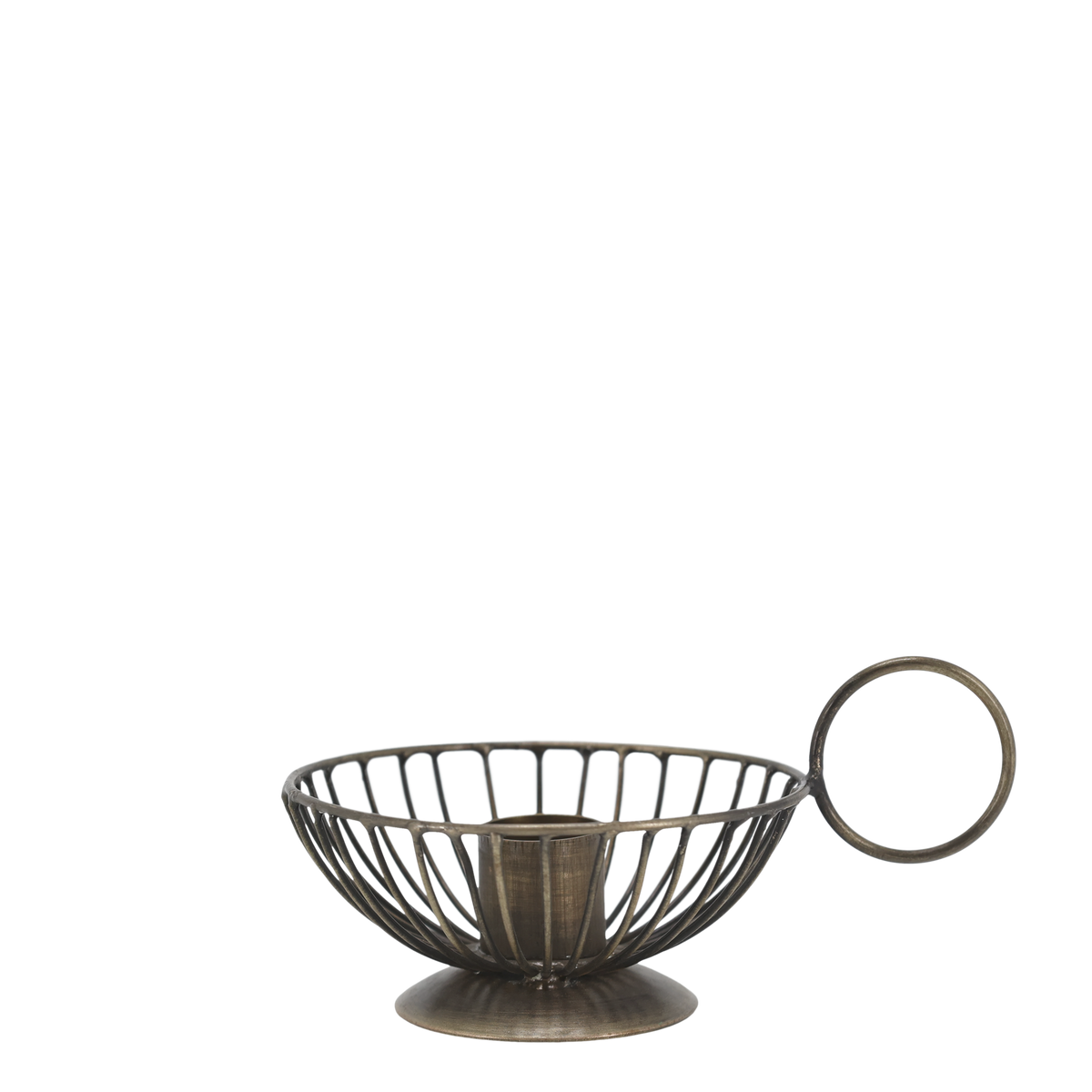 Kammerleuchter aus Eisen in Antique Messing, 13,5 cm lang