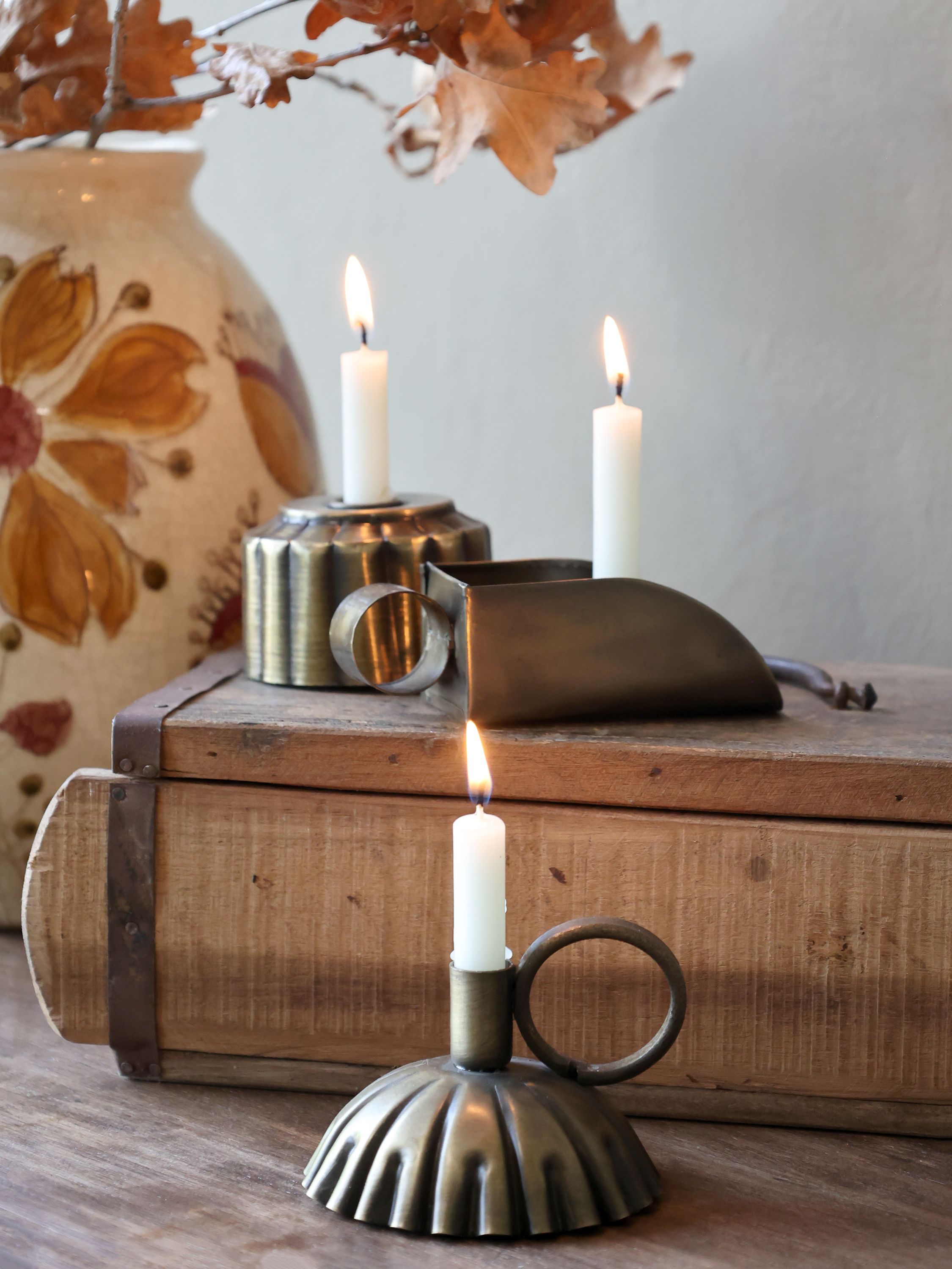 Kammerleuchter aus Eisen in Antique Messing