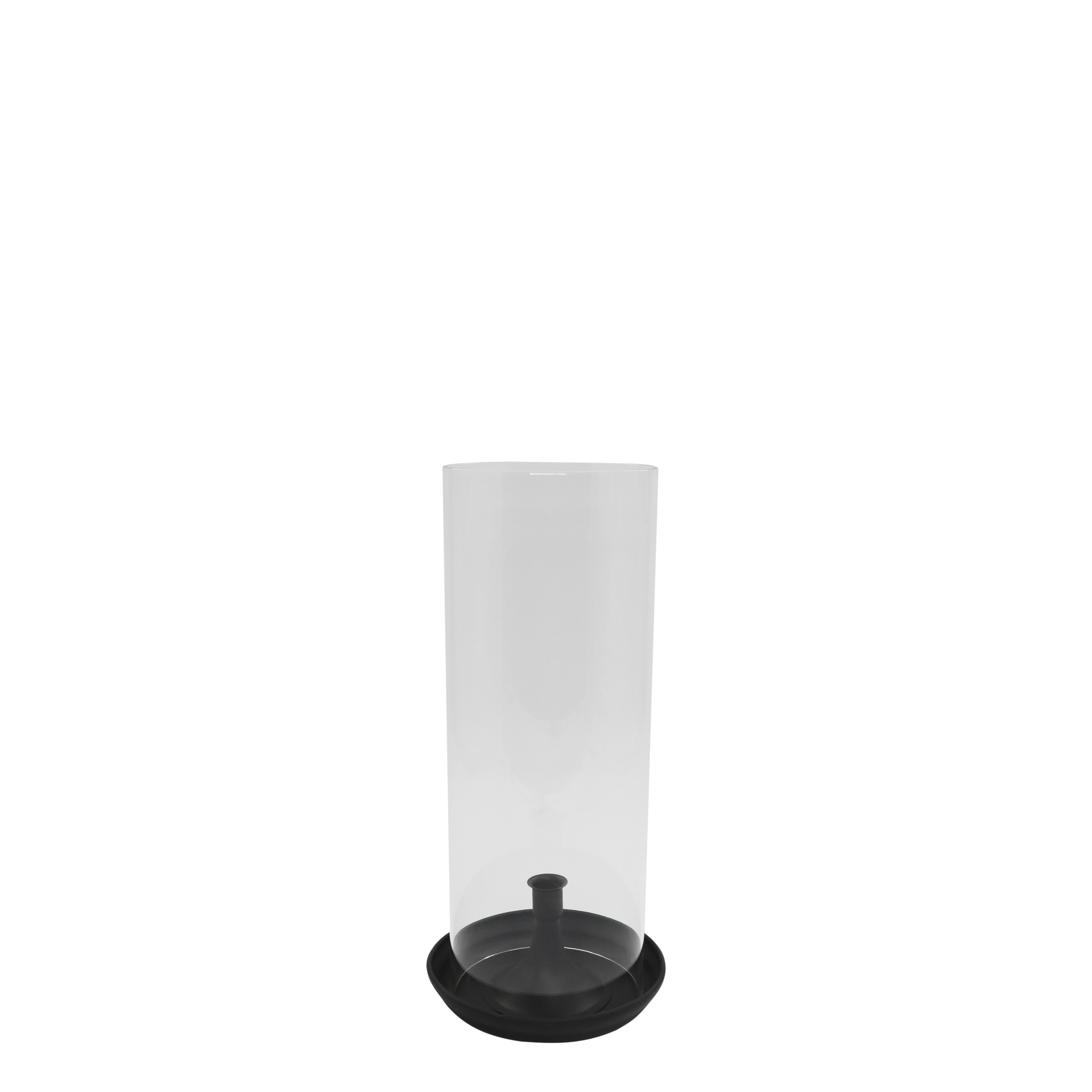 Windlicht aus Glas und Eisen, 40 cm hoch, antik schwarz