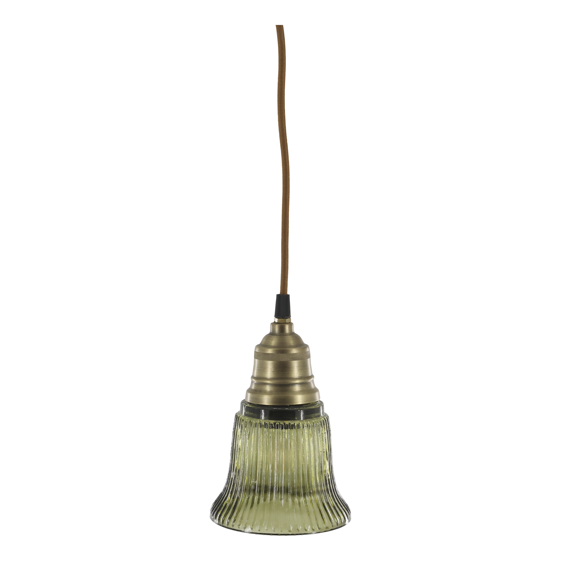Lampe mit Messingzierhülse, oliv, 17 cm hoch